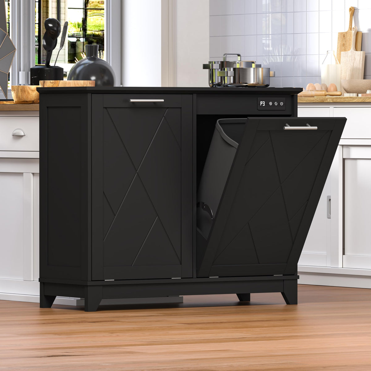 Tilt Out Trash Can Cabinet for 2 Bins