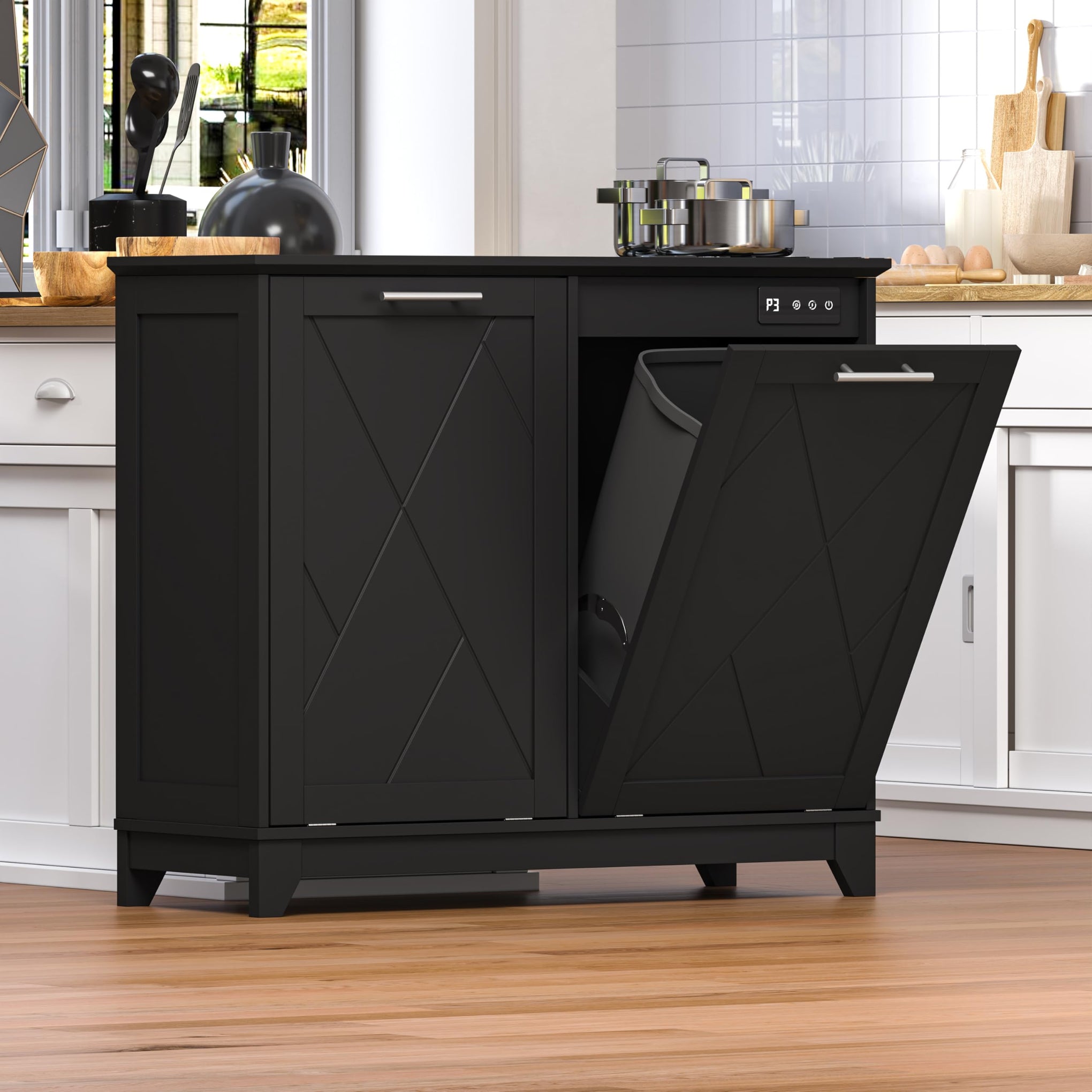 Tilt Out Trash Can Cabinet for 2 Bins