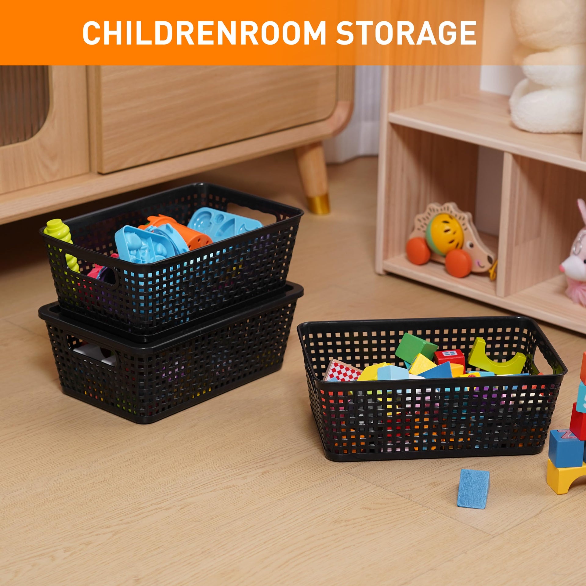 Plastic Storage Baskets With Lid (8 Count)