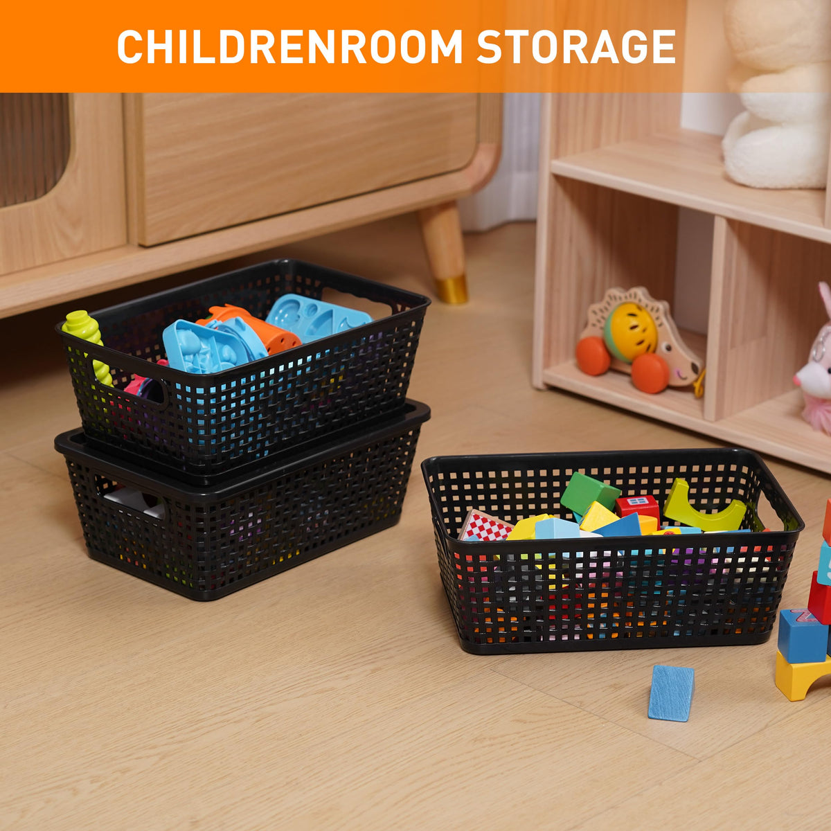 Plastic Storage Baskets With Lid (8 Count)