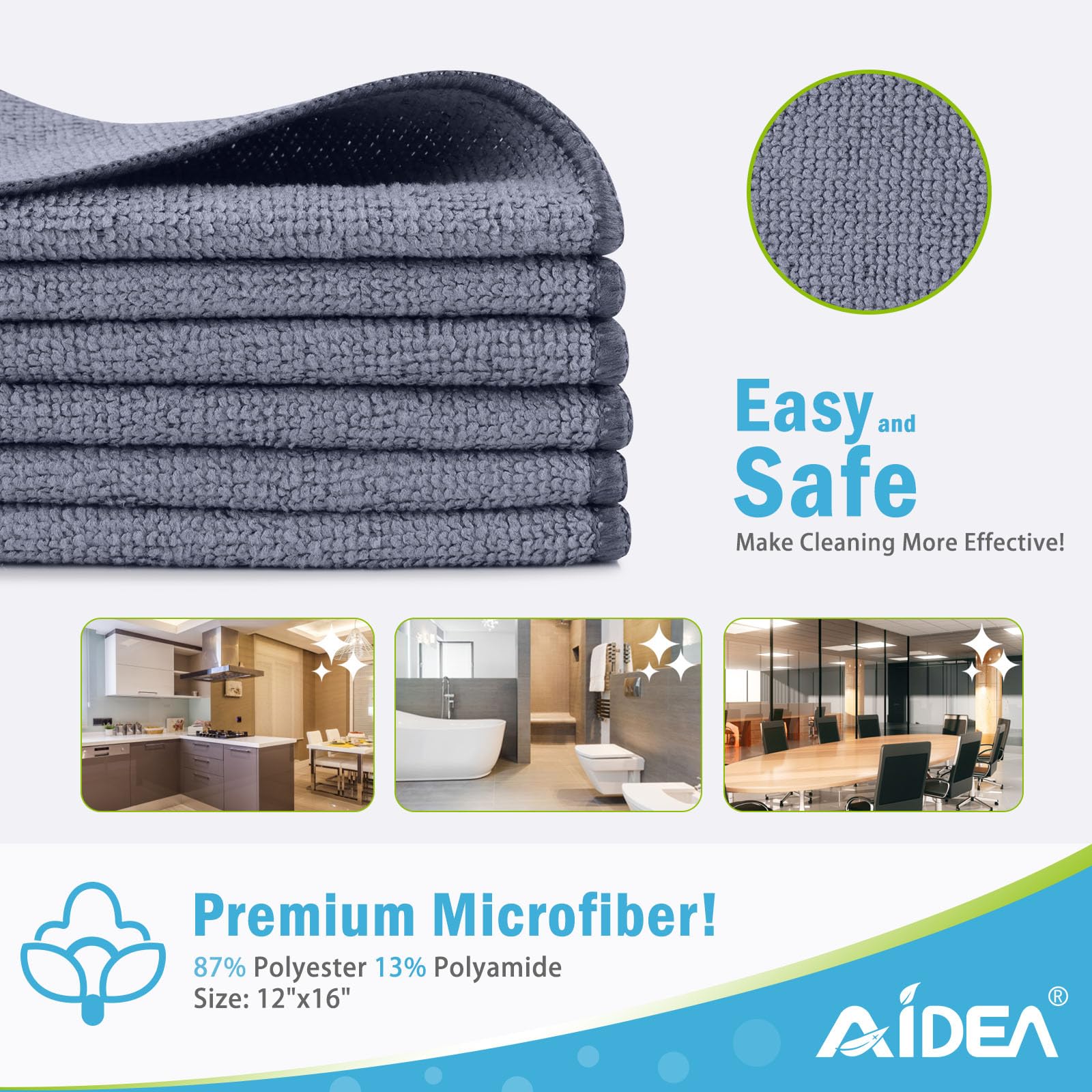 Gray Microfiber Cleaning Cloth (24 Count)