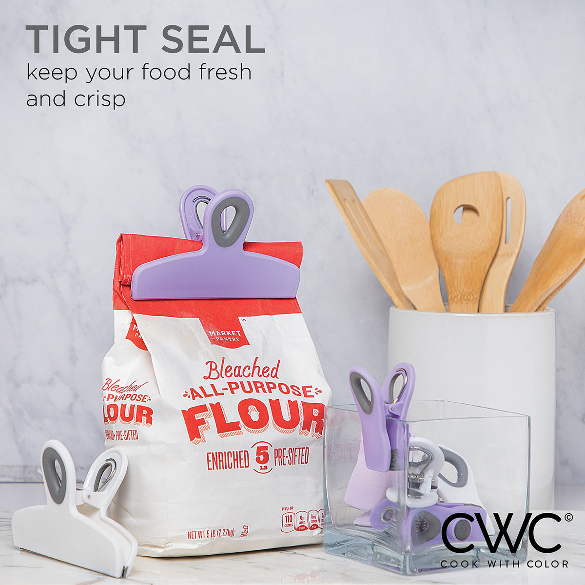 Bag Clips Heavy Duty Chip Clip and Refrigerator Magnet Clips for Food Storage with Air Tight Seal Grip (8 Count)