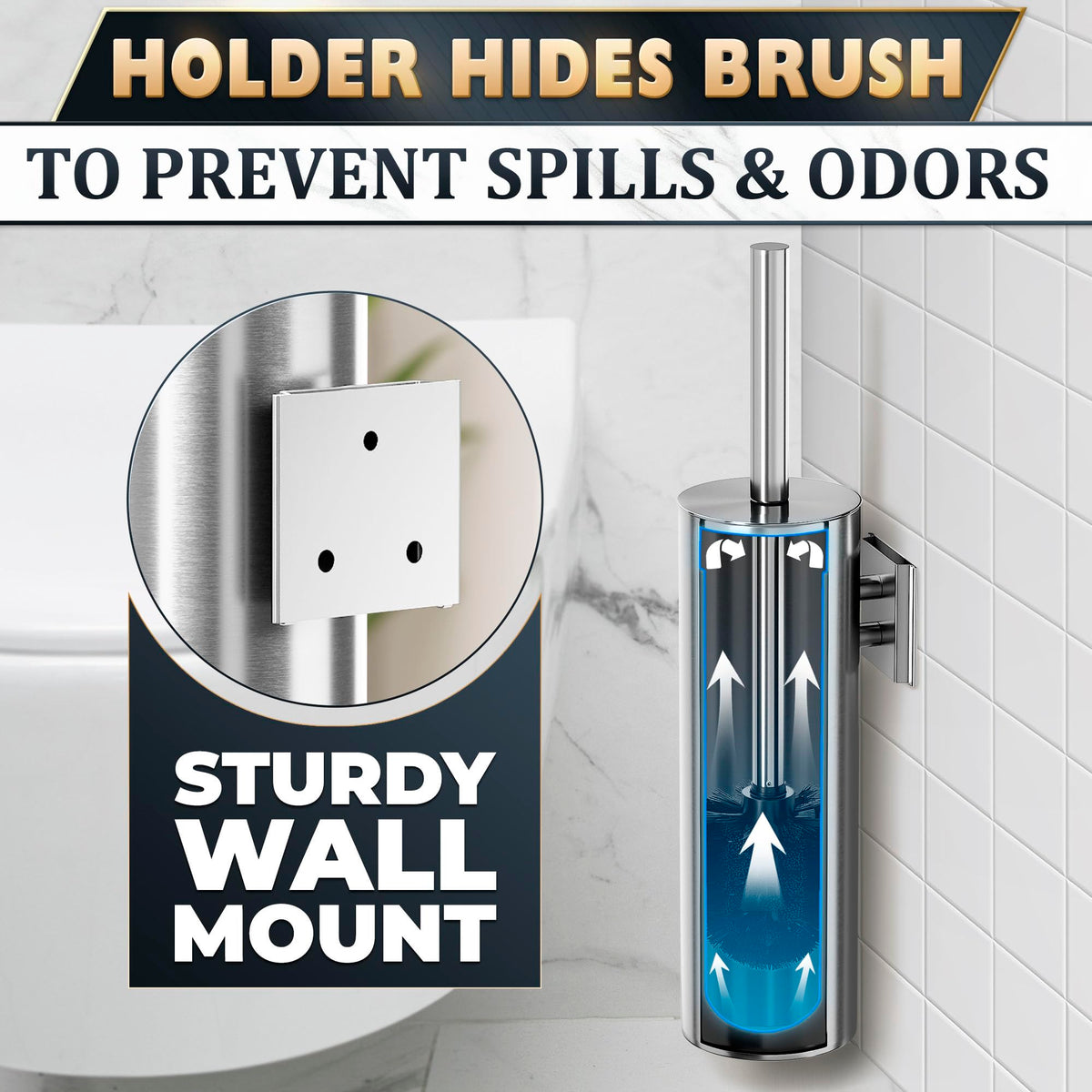 Wall Mounted Toilet Brush and Holder Set