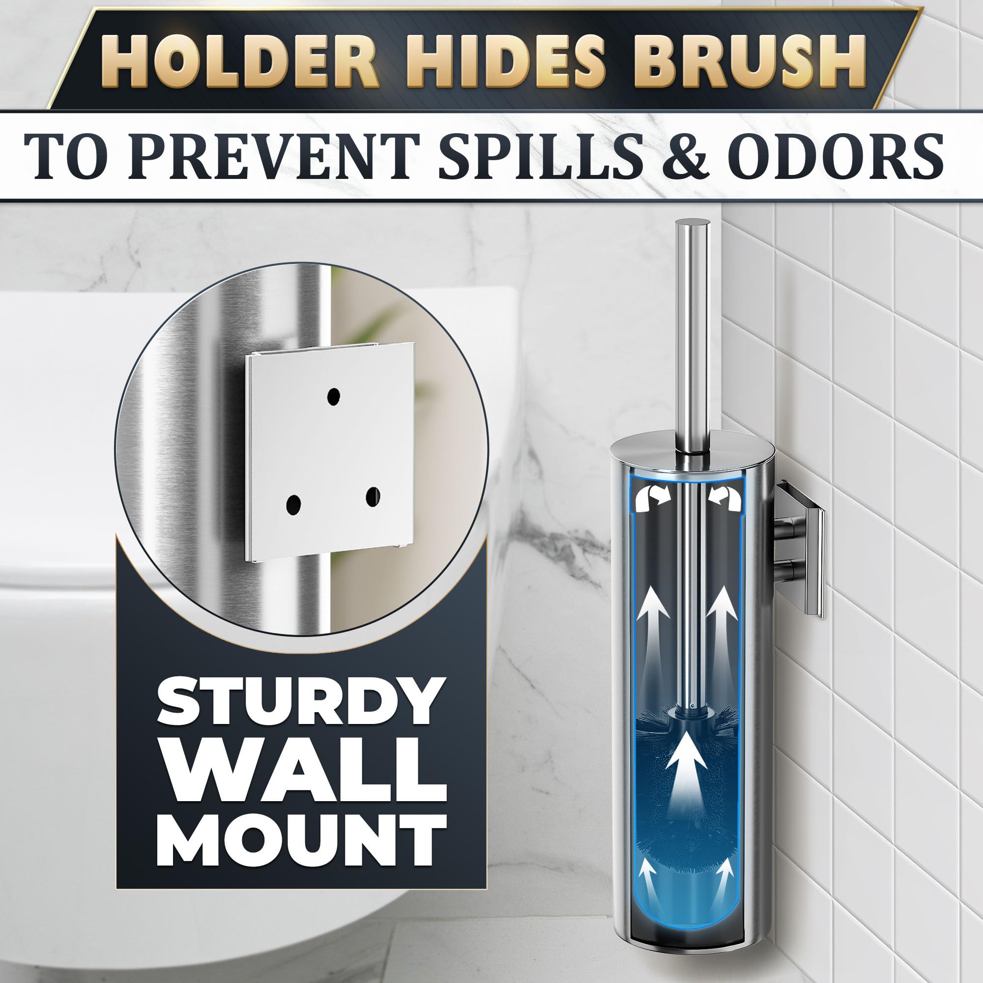 Wall Mounted Toilet Brush and Holder Set