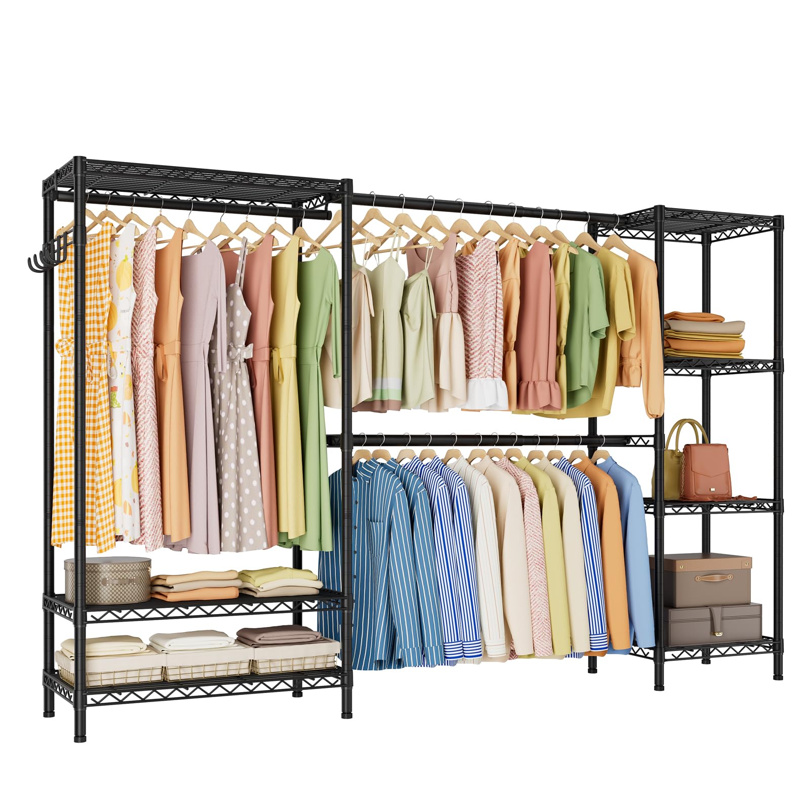 Heavy Duty Clothes Rack Metal Wardrobe with Adjustable Wire Shelves
