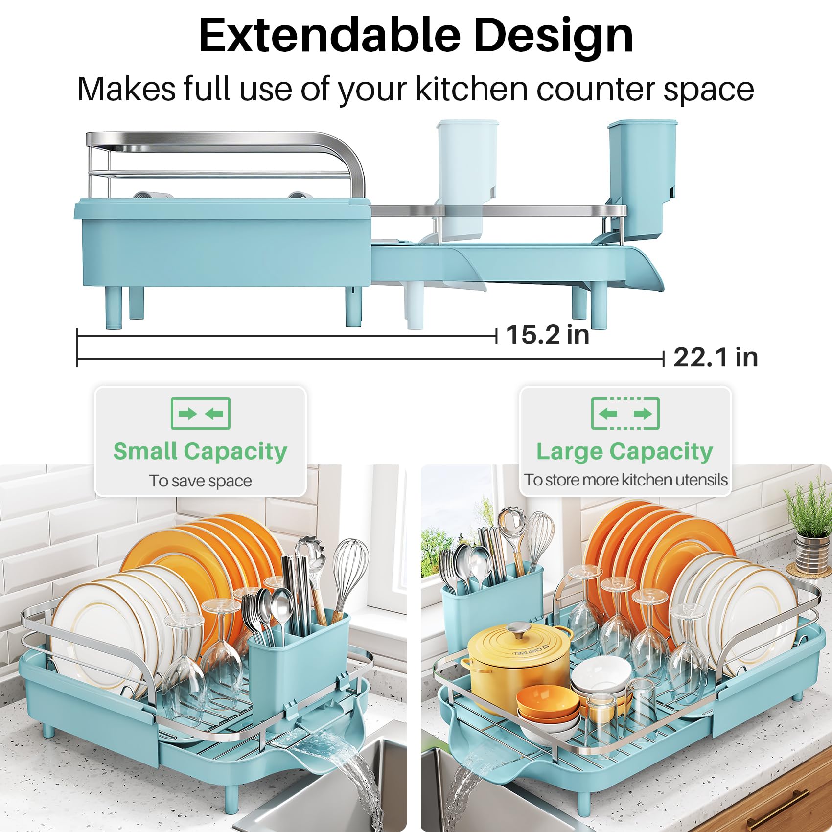 Expandable Dish Drying Rack for Kitchen Counter