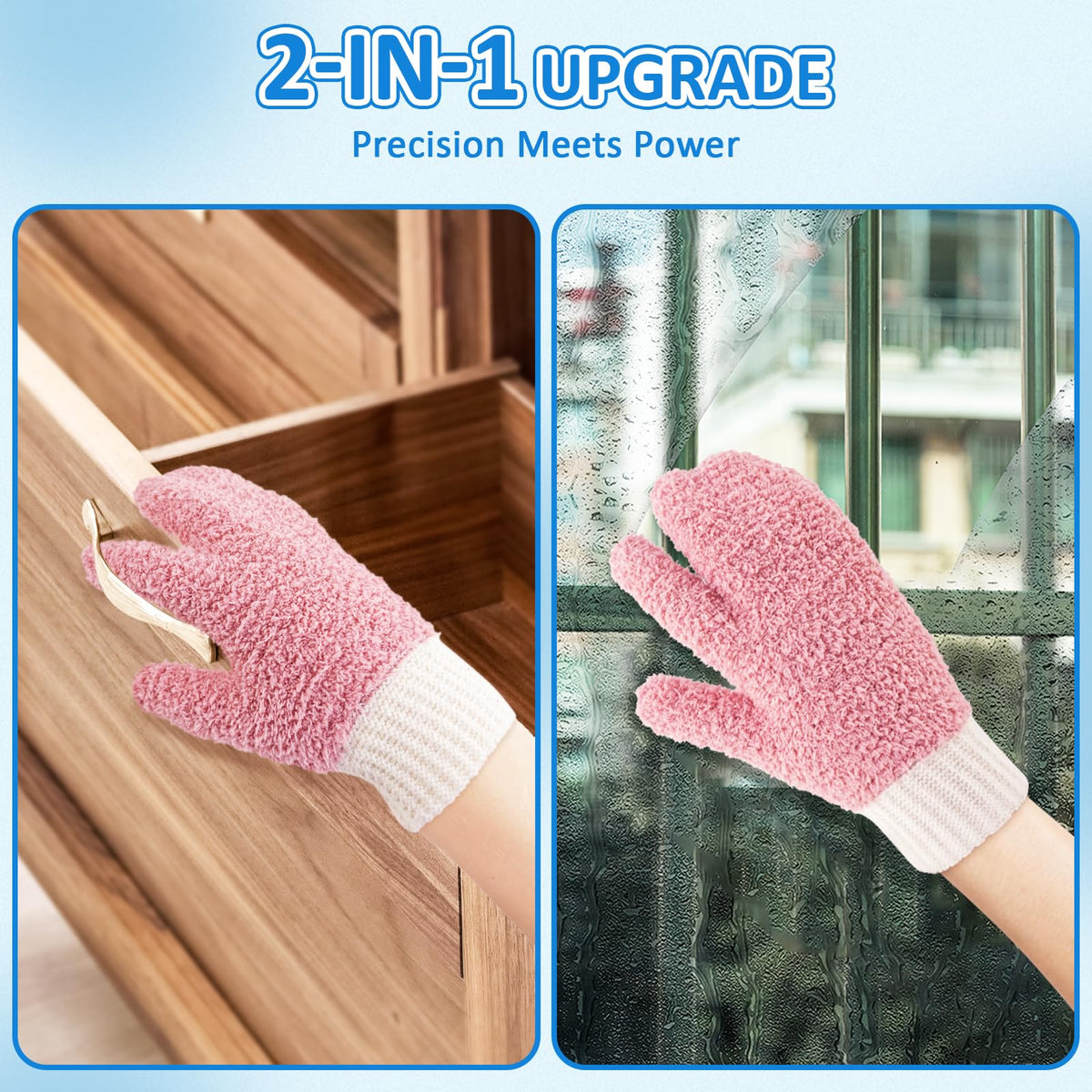 Microfiber Dusting Gloves House Cleaning Glove for Blinds (4 Count)