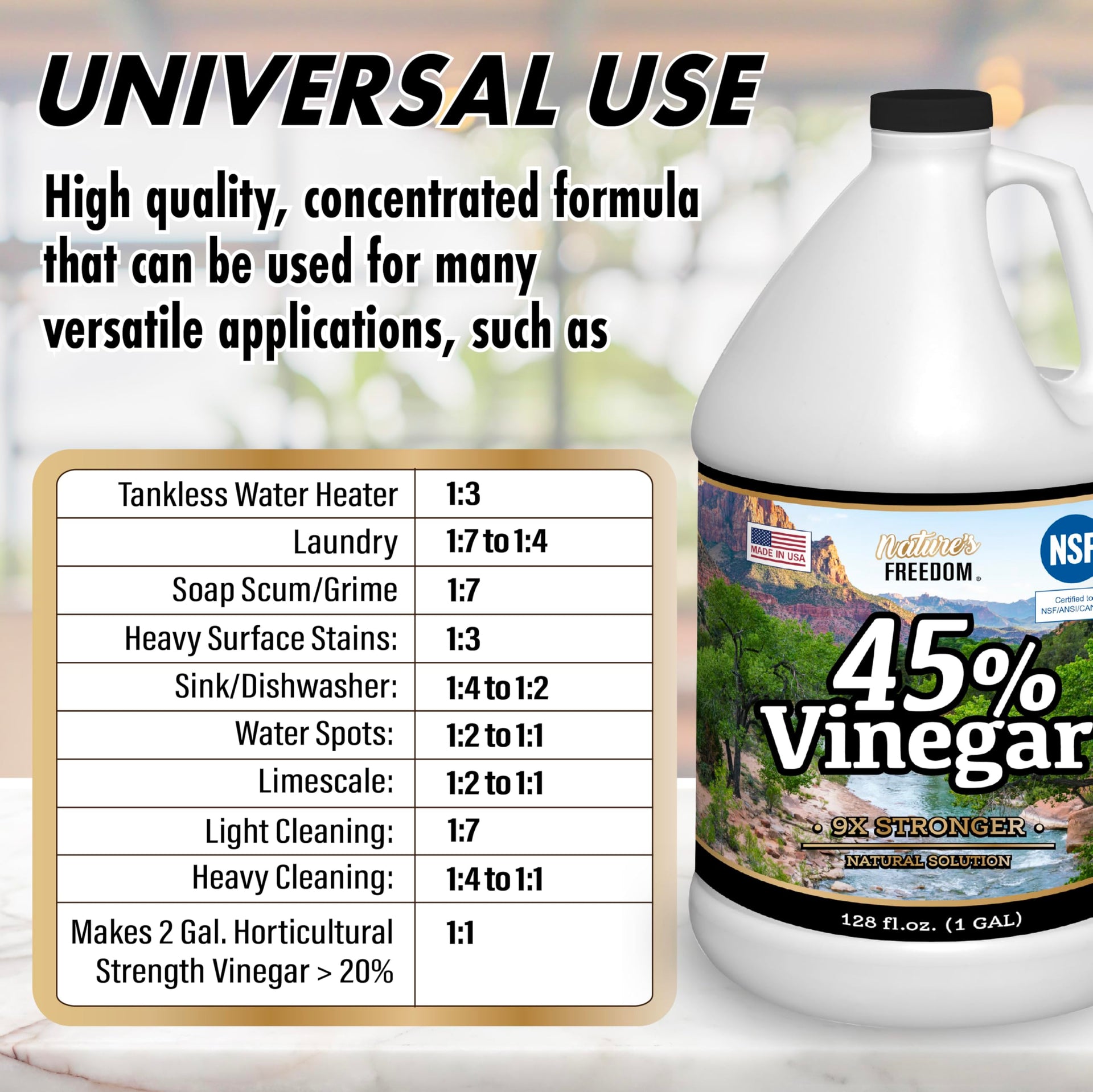 45% Concentrated Vinegar with Funnel (1024 Fl Oz)