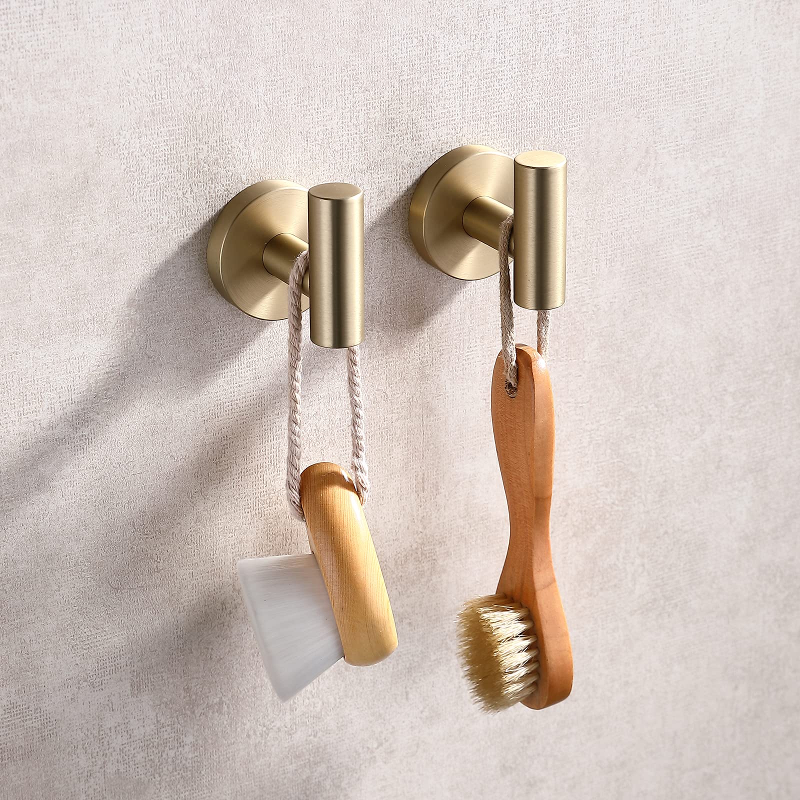 Brushed Gold Bathroom Towel Coat Hook Stainless Steel (2 Count)