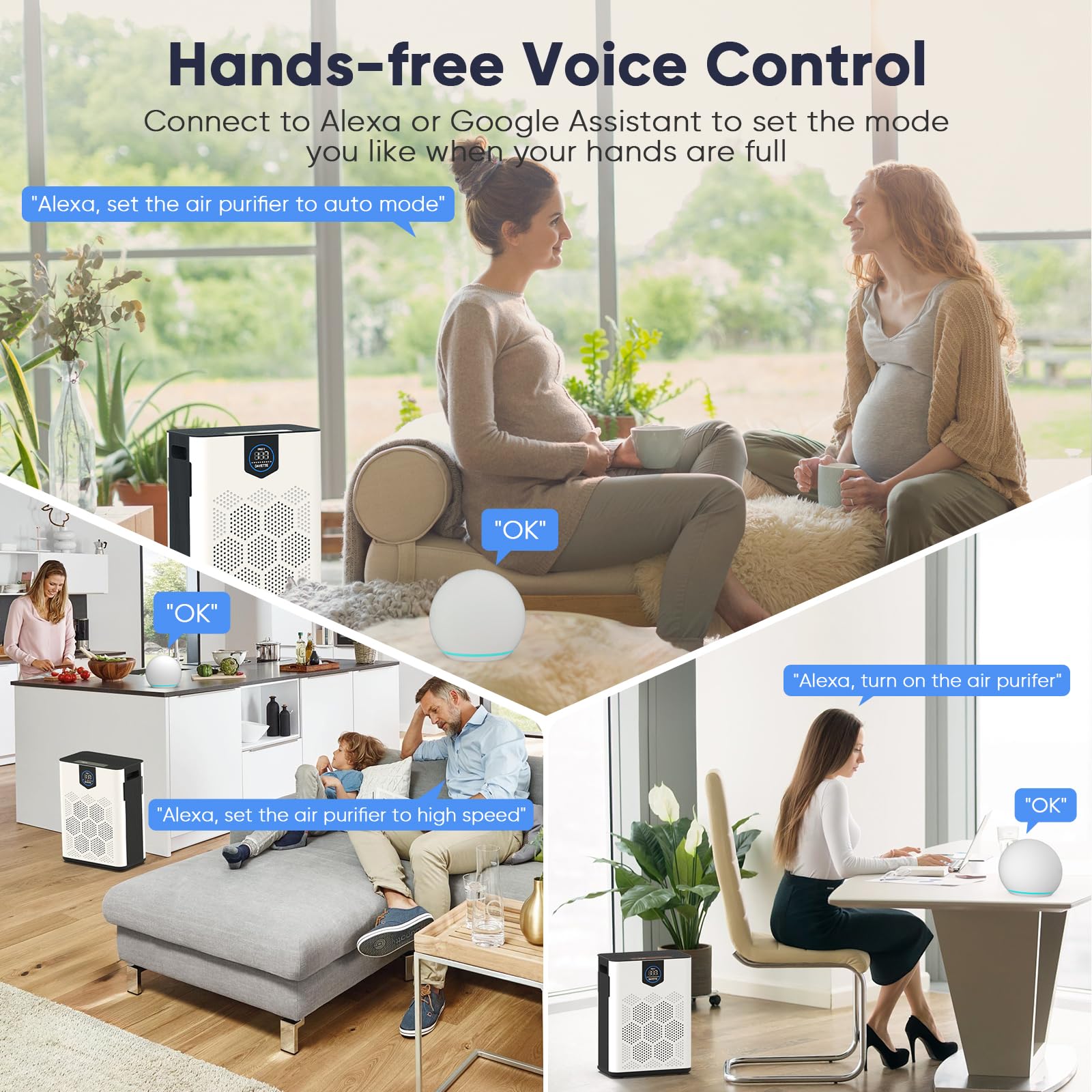 Smart Wifi Air Purifiers for Home Large Room Up to 3000 Ft²