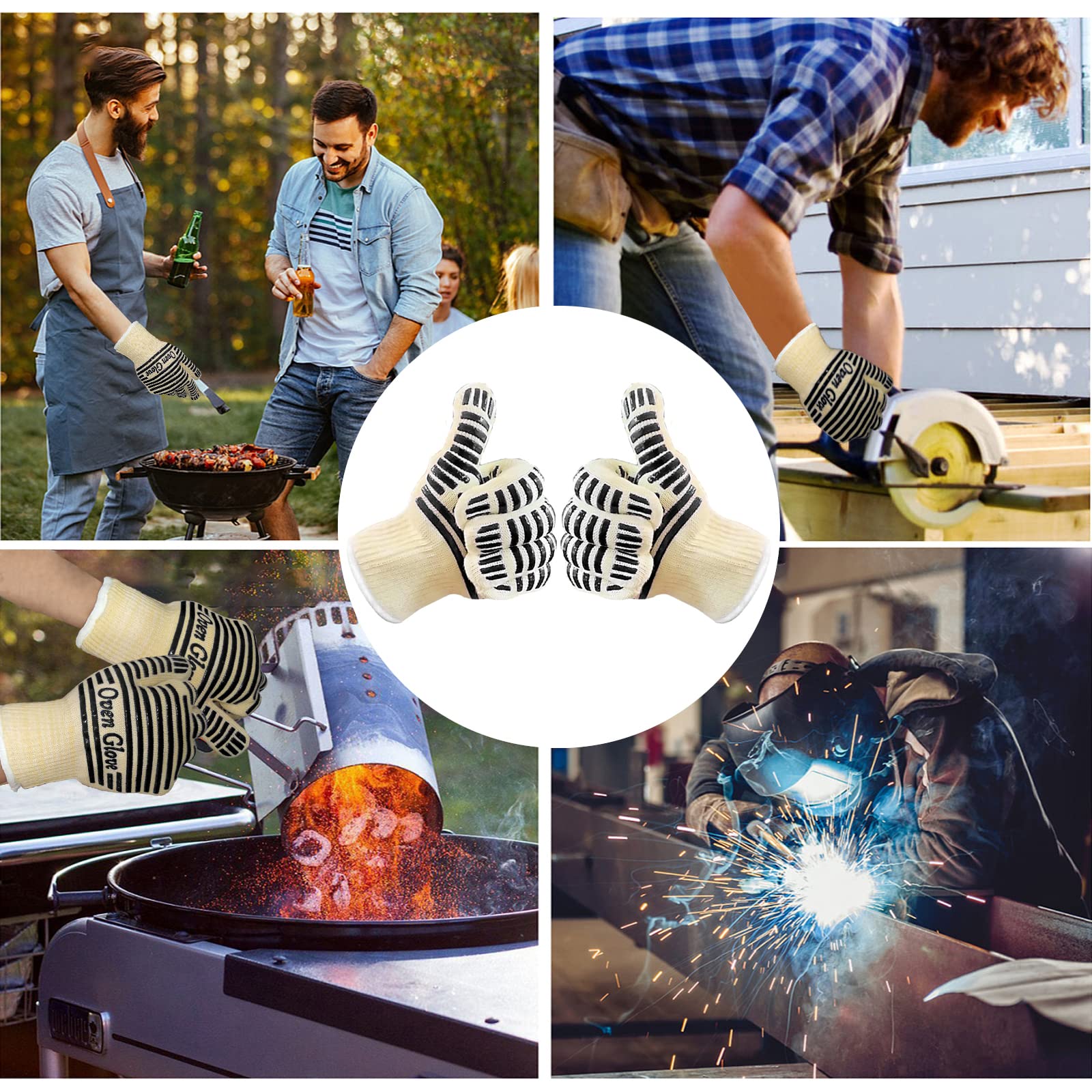 Oven Gloves Heat Resistant 540 Degrees Grilling Gloves (9 Ounce)