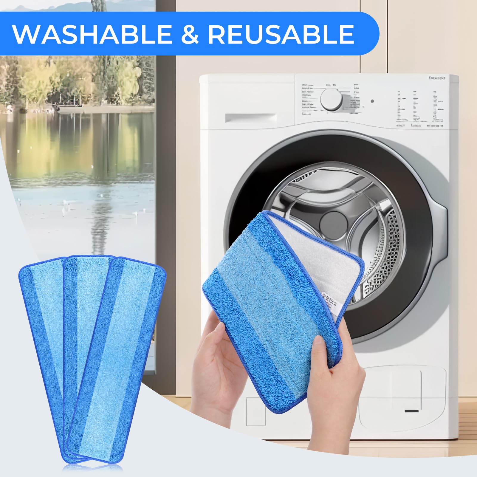 3 Pack Microfiber Cleaning Pads are Compatible with Bona Mop (3 Count)