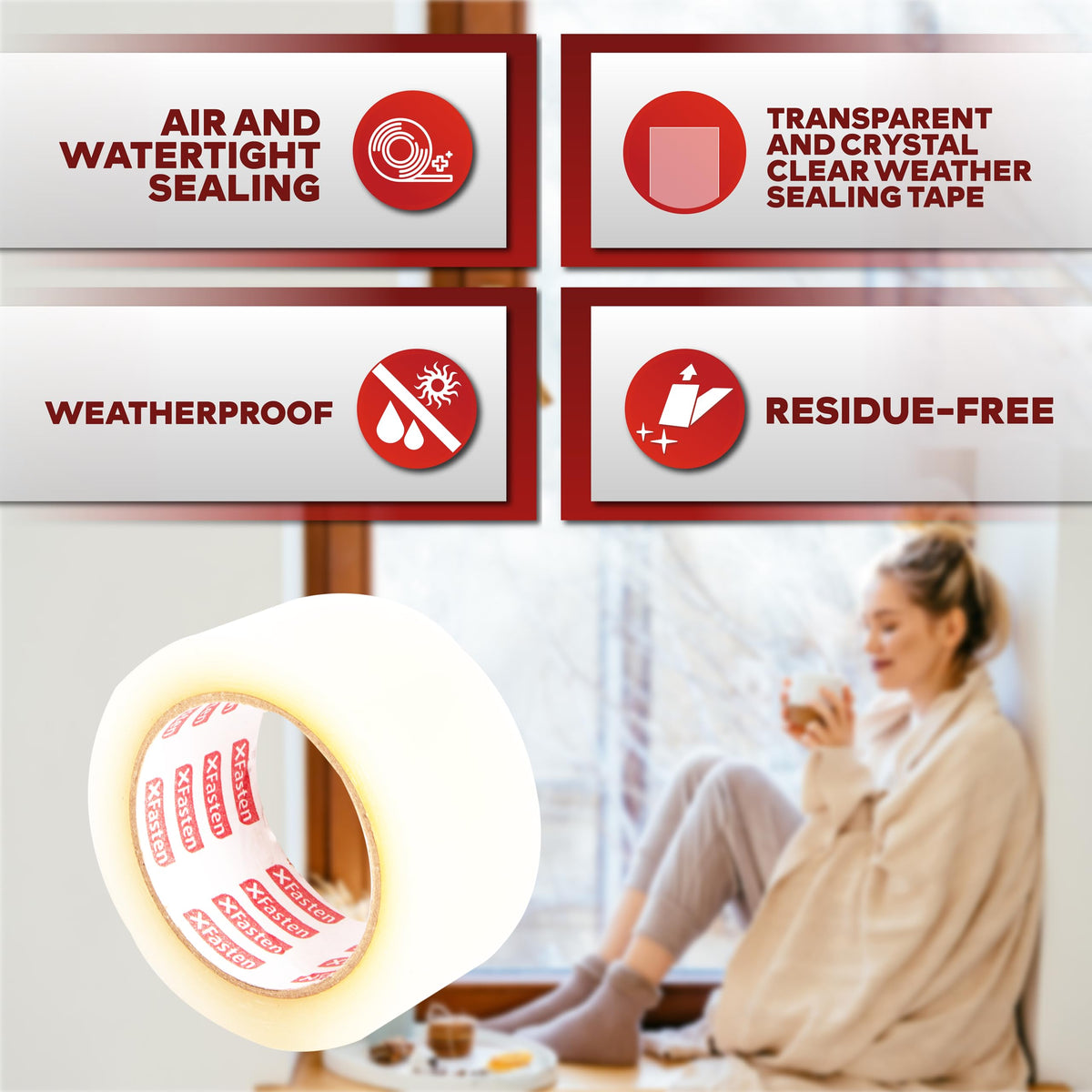 Transparent Window Weather Stripping Tape 2”x30yds (270 Foot)