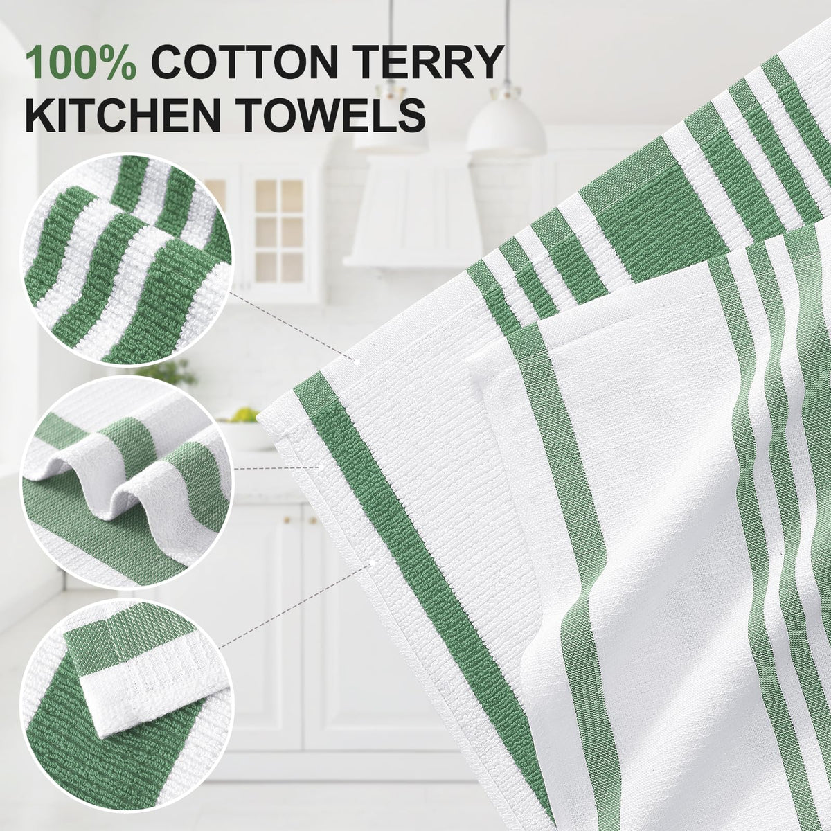 Premium Cotton Stripe Kitchen Towels 8 Pack (8 Count)