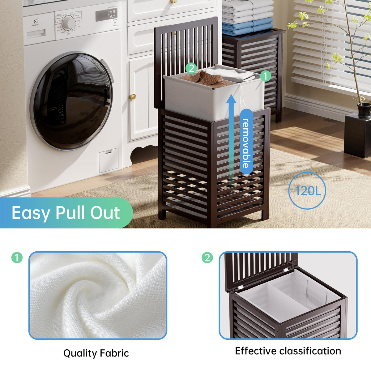 Double Laundry Hamper with Lid