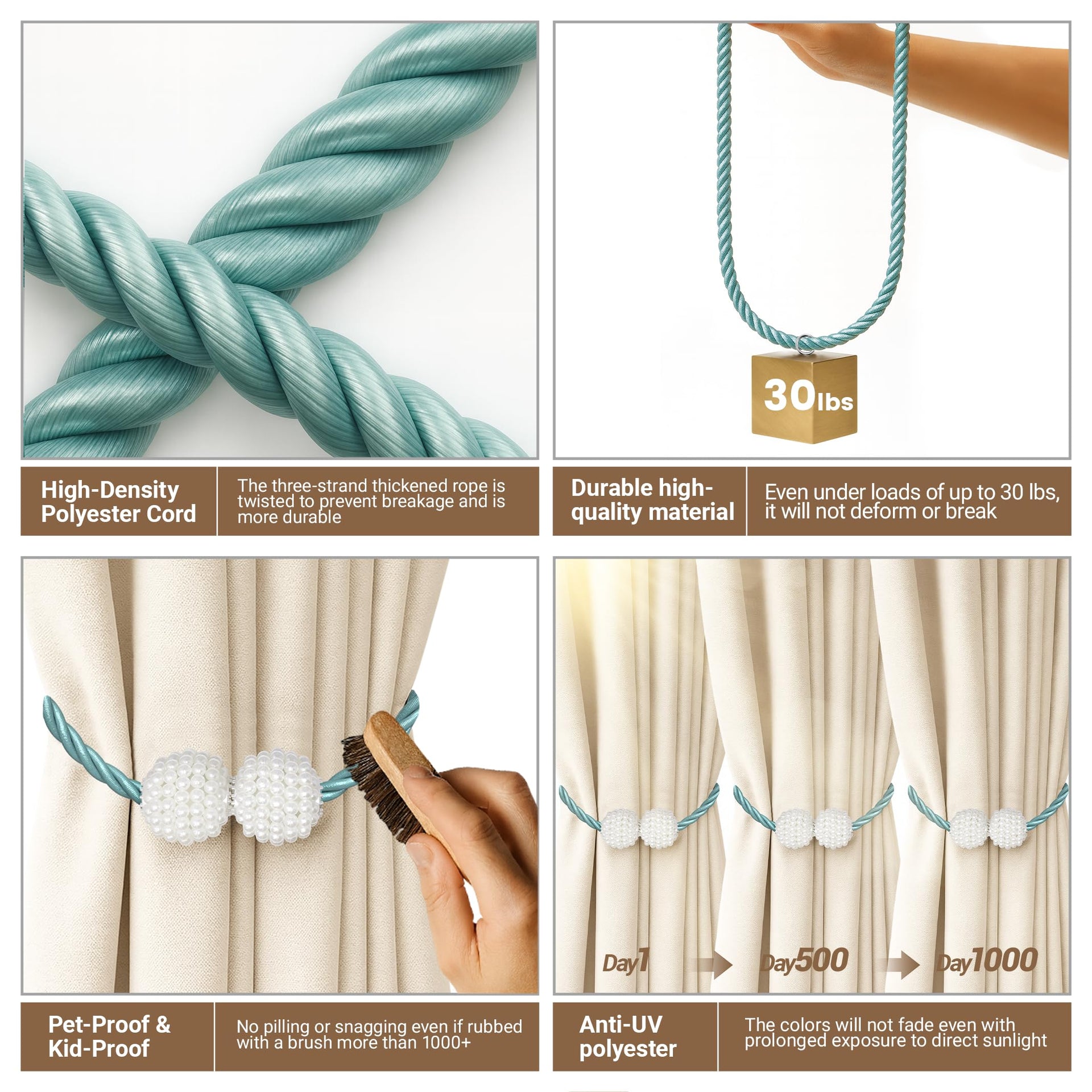 Magnetic Curtain Tiebacks Blue 6pcs (6 Count)