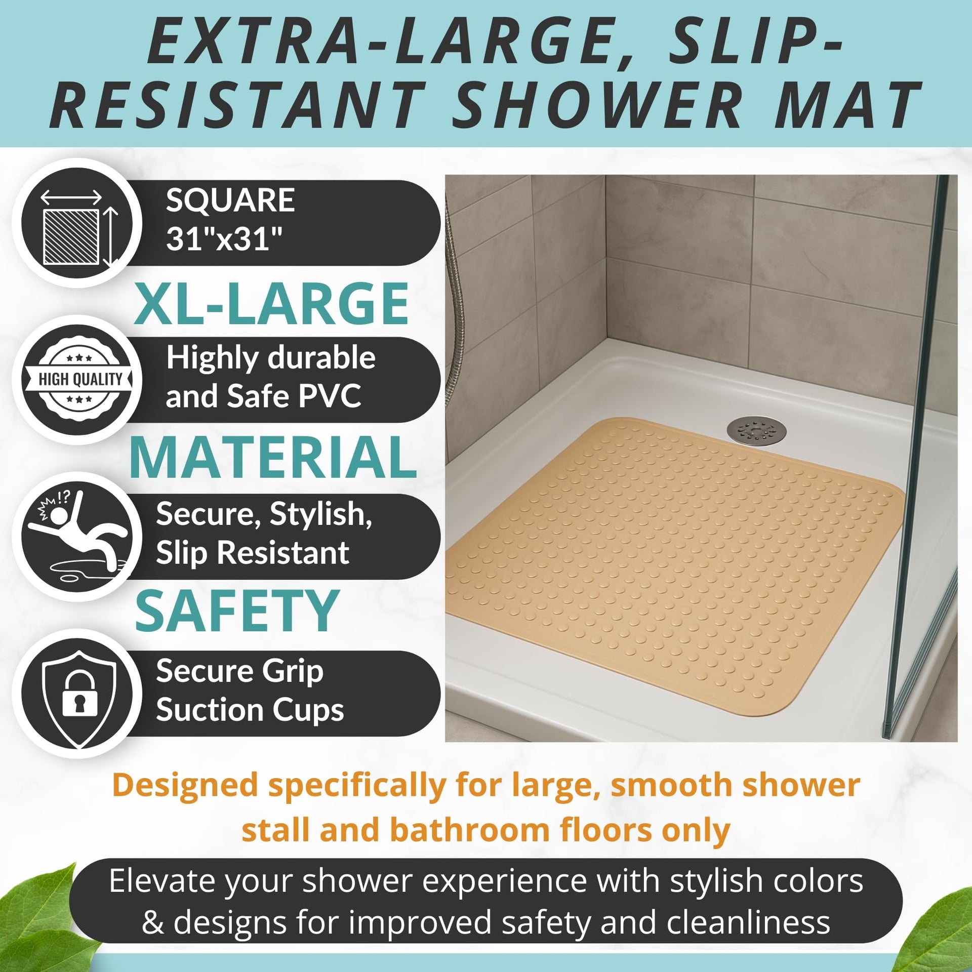 Extra Large Square Non Slip Shower Mat