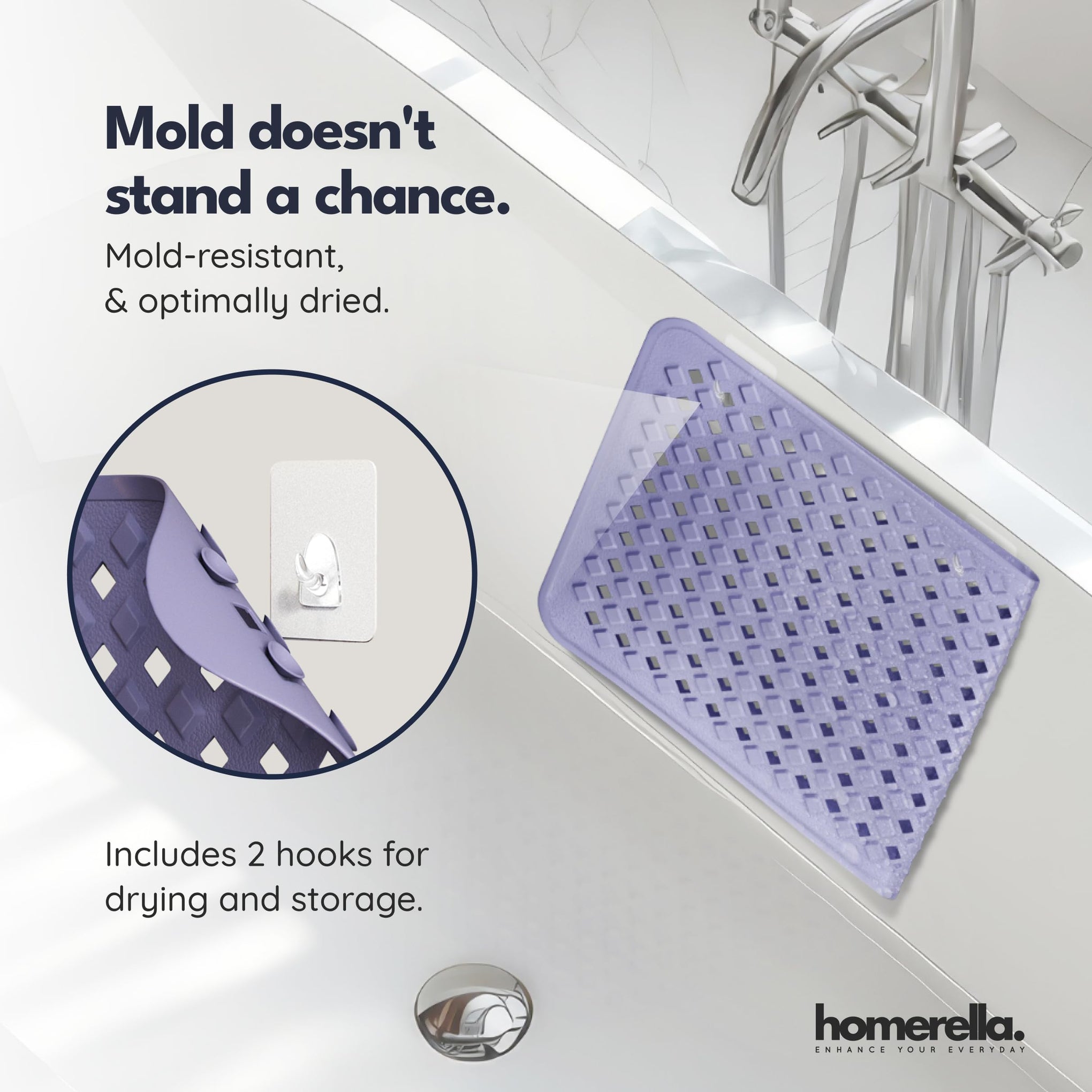 Bathtub Mat Non Slip 35x16 Shower Mat Non Slip Anti Mold BPA Free
