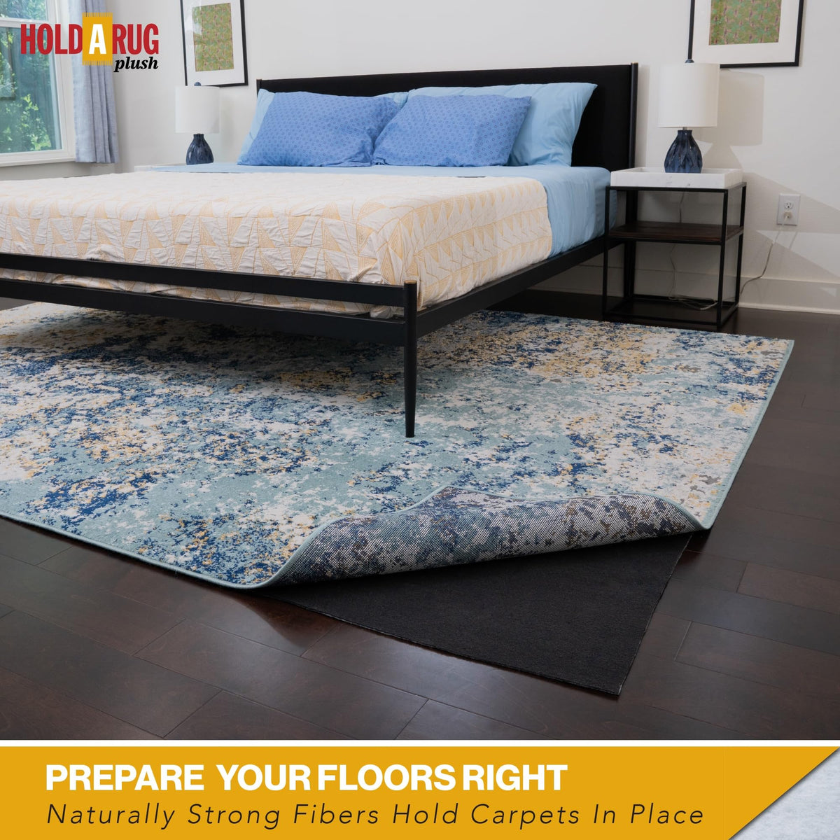 Hold-a-Rug Plush 2' x 4' Nonskid, Nonslip Rug Pad, Reversible Gripper, ¼ Thick, Safe for All Floors and Carpet, Keep Area Rugs Secure (8 Sq Ft)