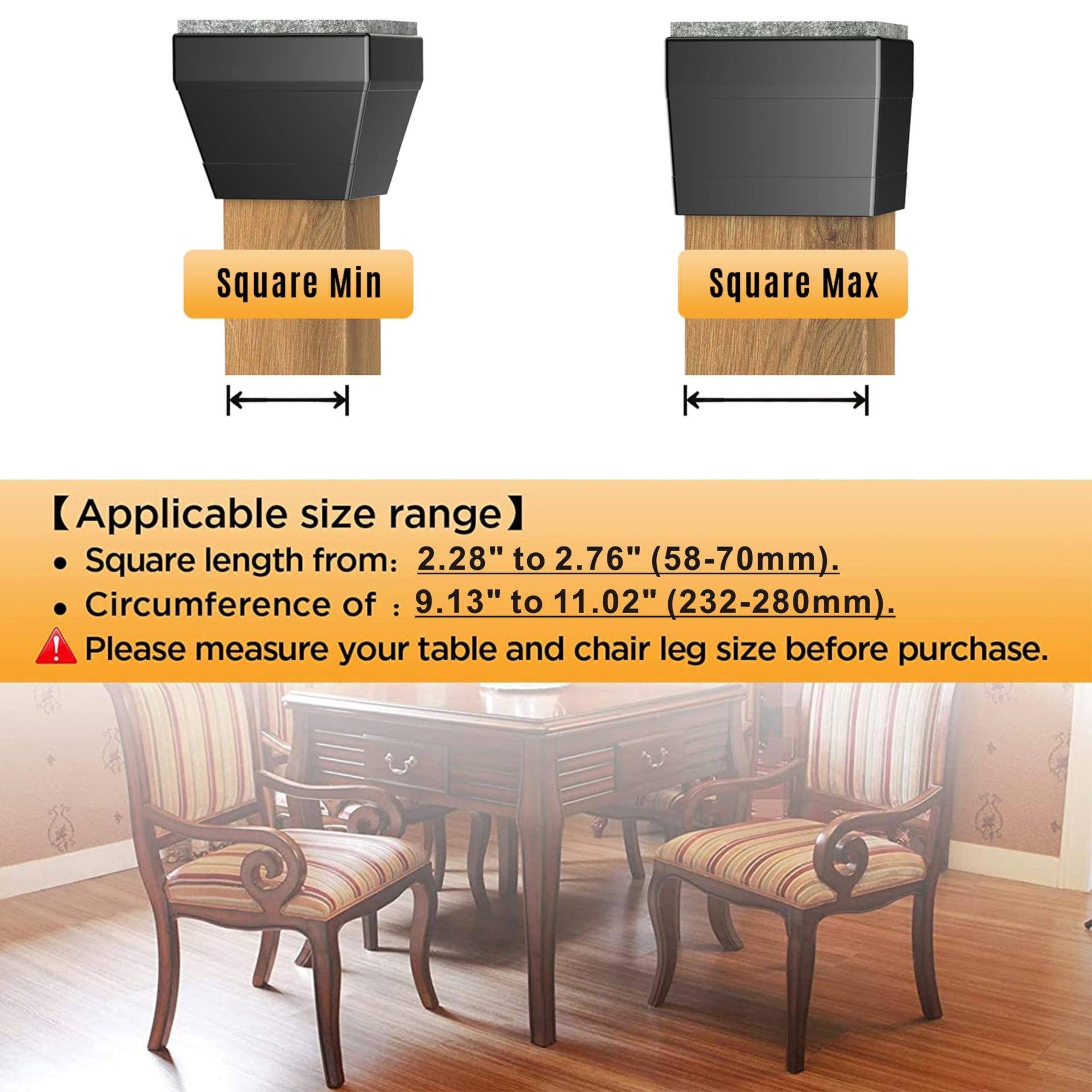 Square Chair Leg Protectors for Hardwood Floors (16 Count)