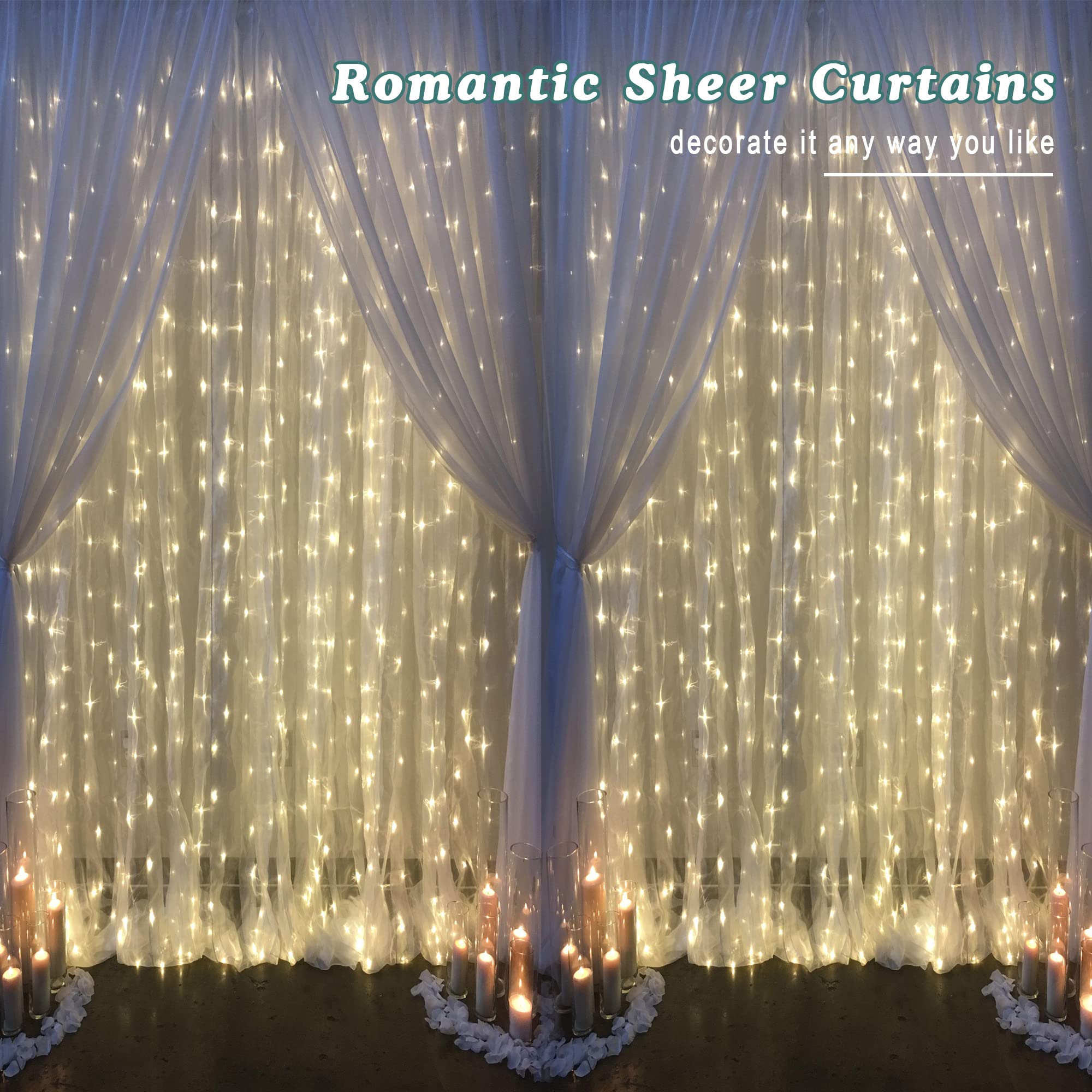 Extra Long White Sheer Curtains 144 inch 2 Panels Set (2 Count)