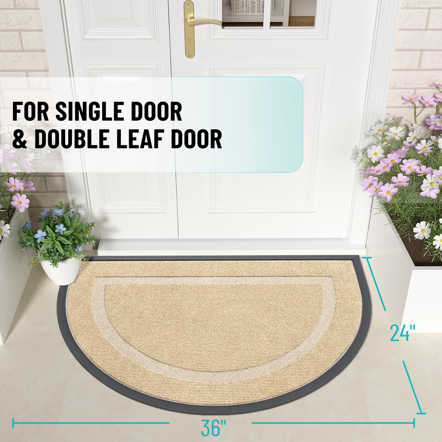 Half Circle Front Door Mat Outside 35x23 All