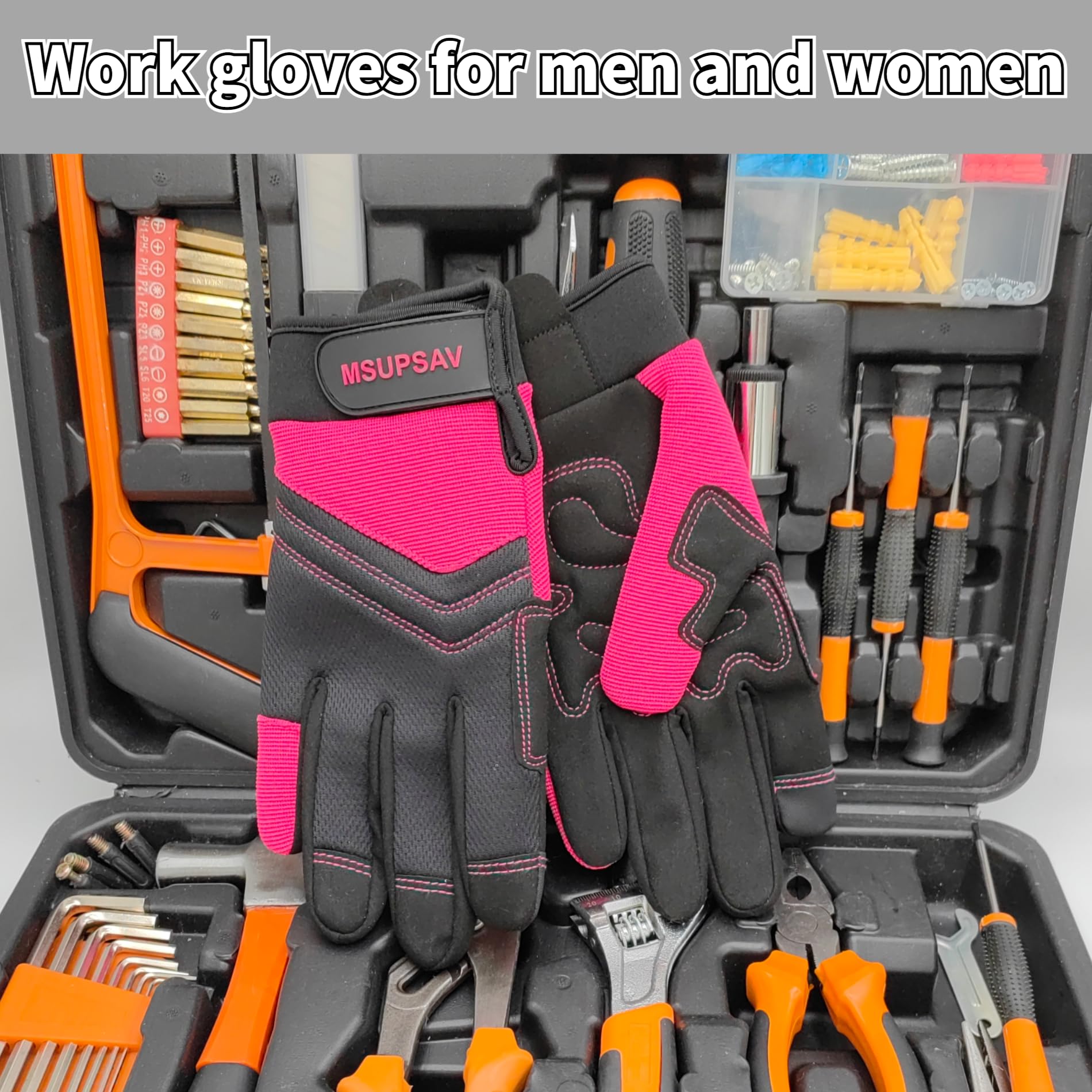 2 Pairs Touchscreen Mechanic Work Gloves Women
