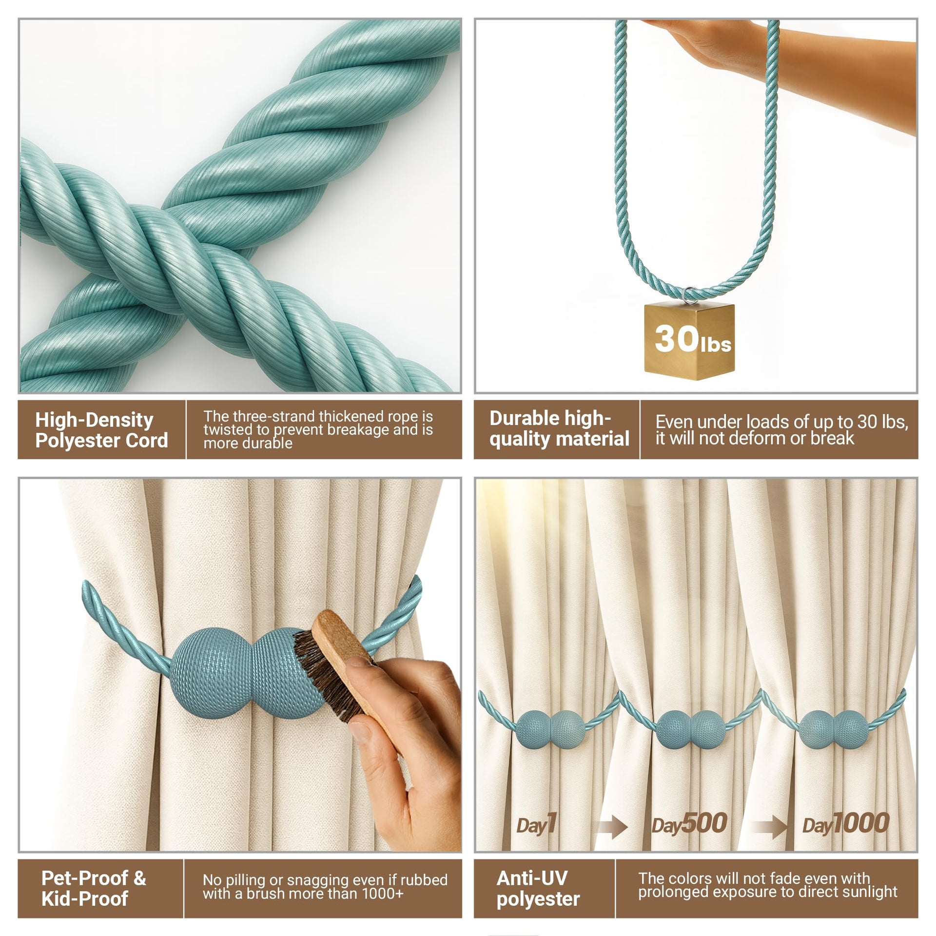 Magnetic Curtain Tiebacks Blue 2pcs (2 Count)