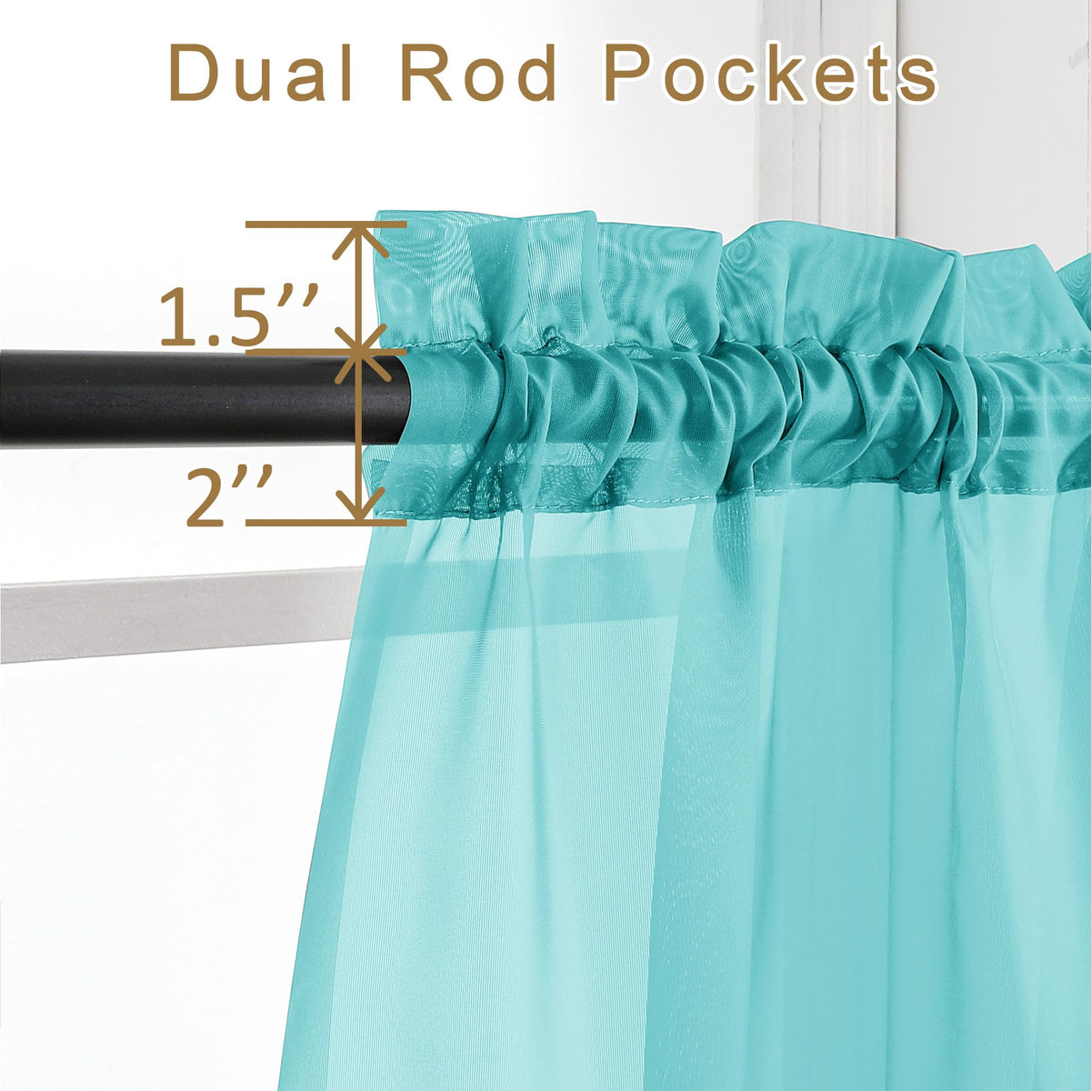 Sheer Curtains 63 Inch Length 2 Panels (2 Count)