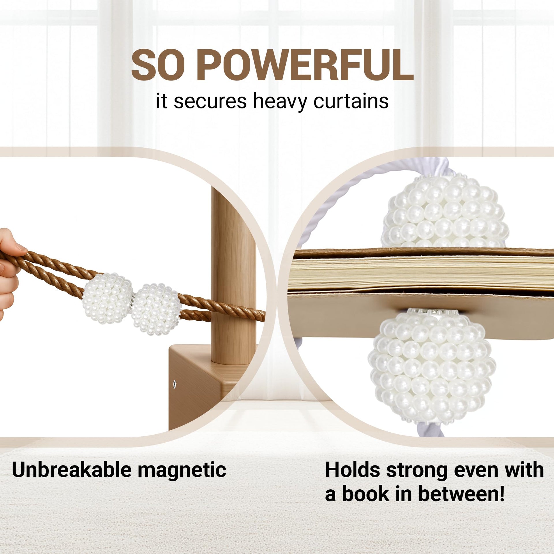 Magnetic Curtain Tiebacks Dark Brown 2pcs (2 Count)