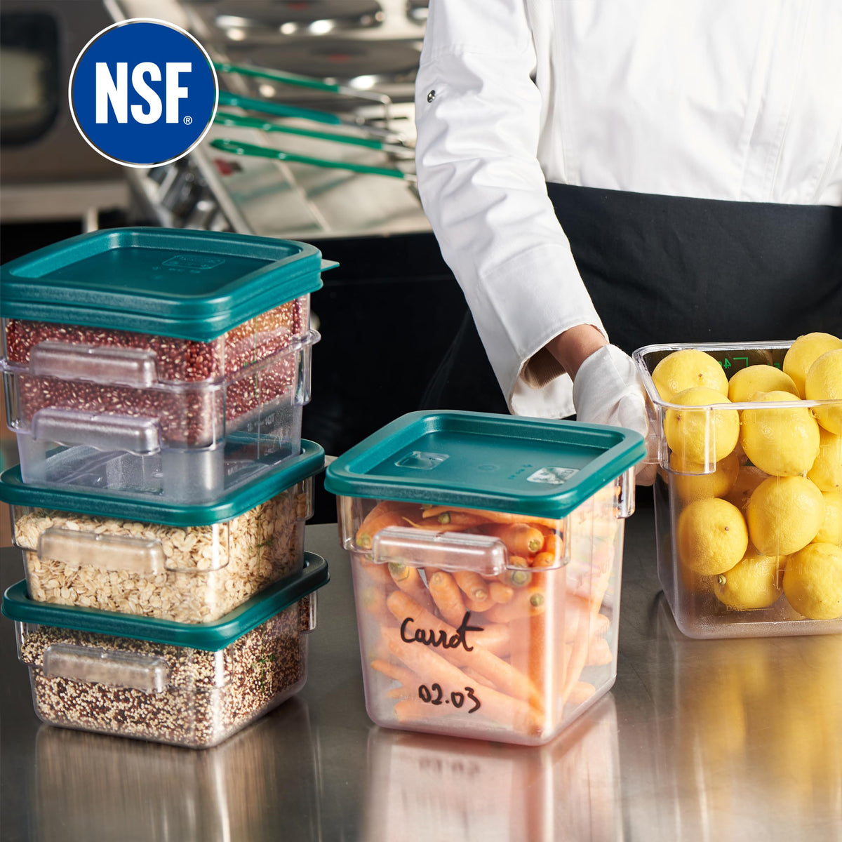 4 Pack Food Storage Containers with Green Lids (4 Count)