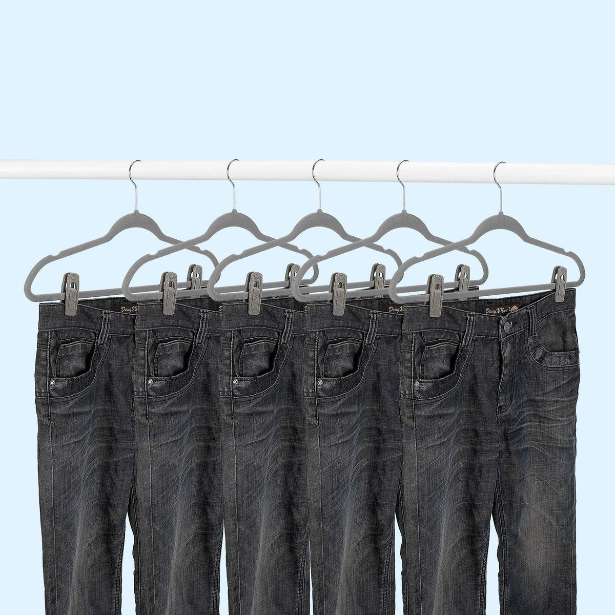 Grey Velvet Hangers Clips