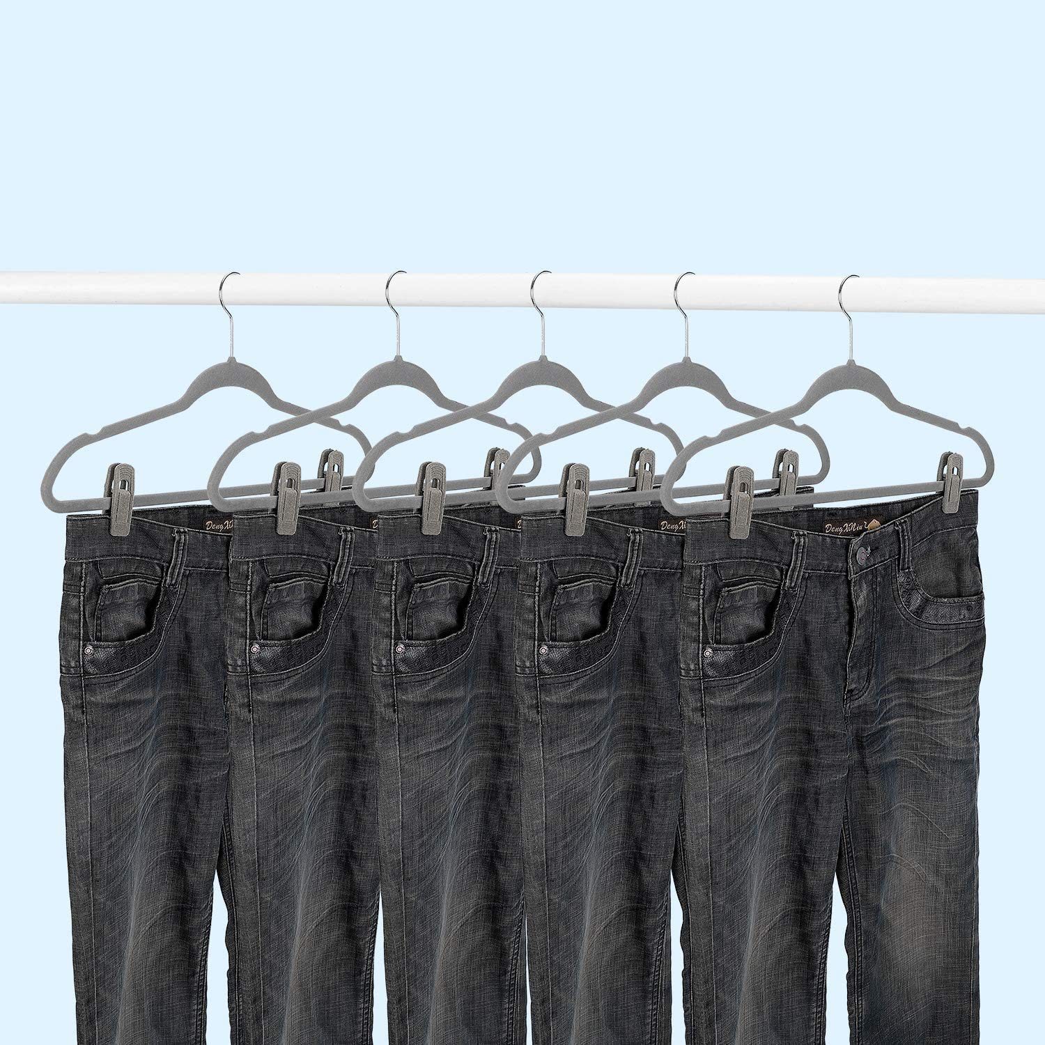 Grey Velvet Clips for Velvet Hangers (20 Count)