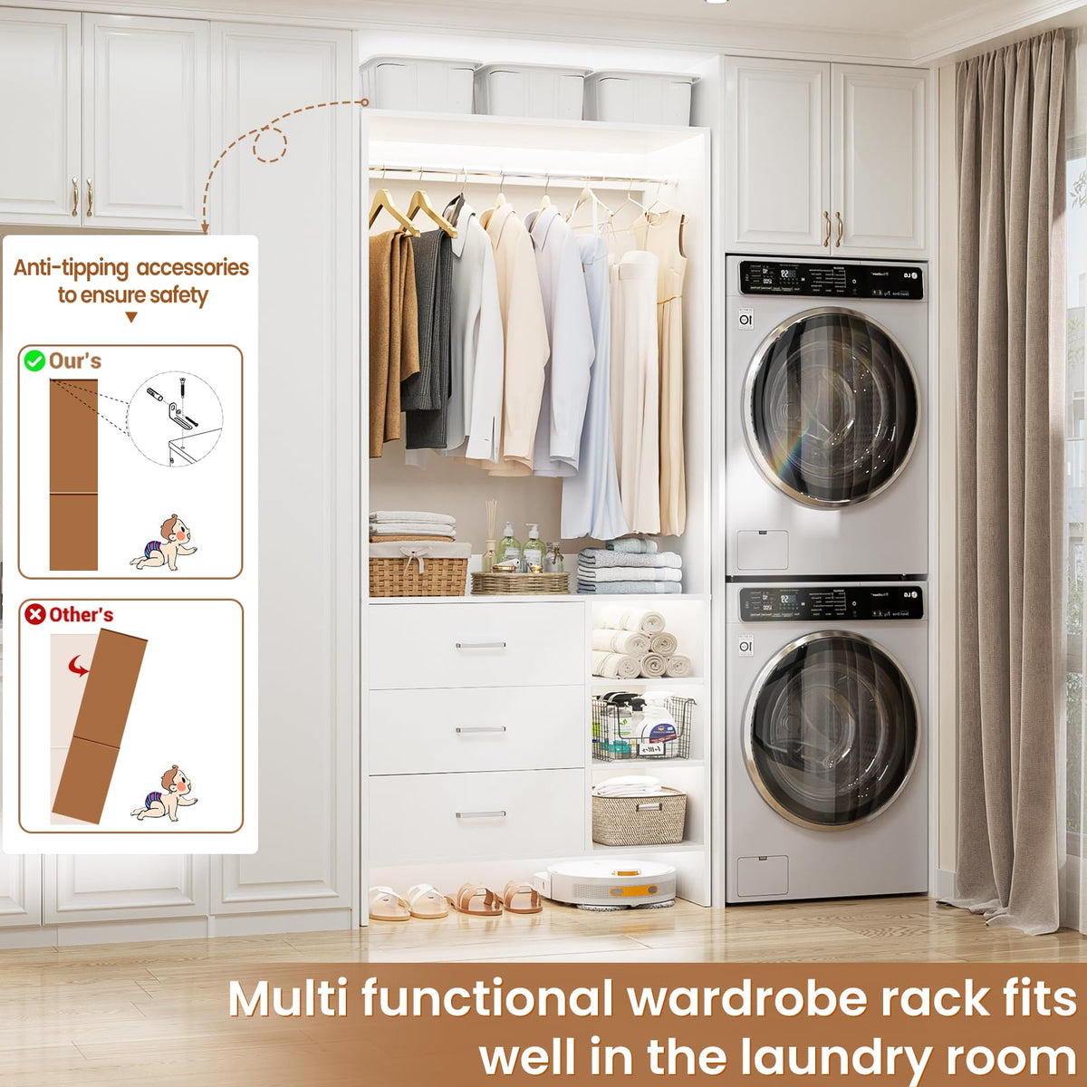 2.5FT Closet System with 3 Drawers
