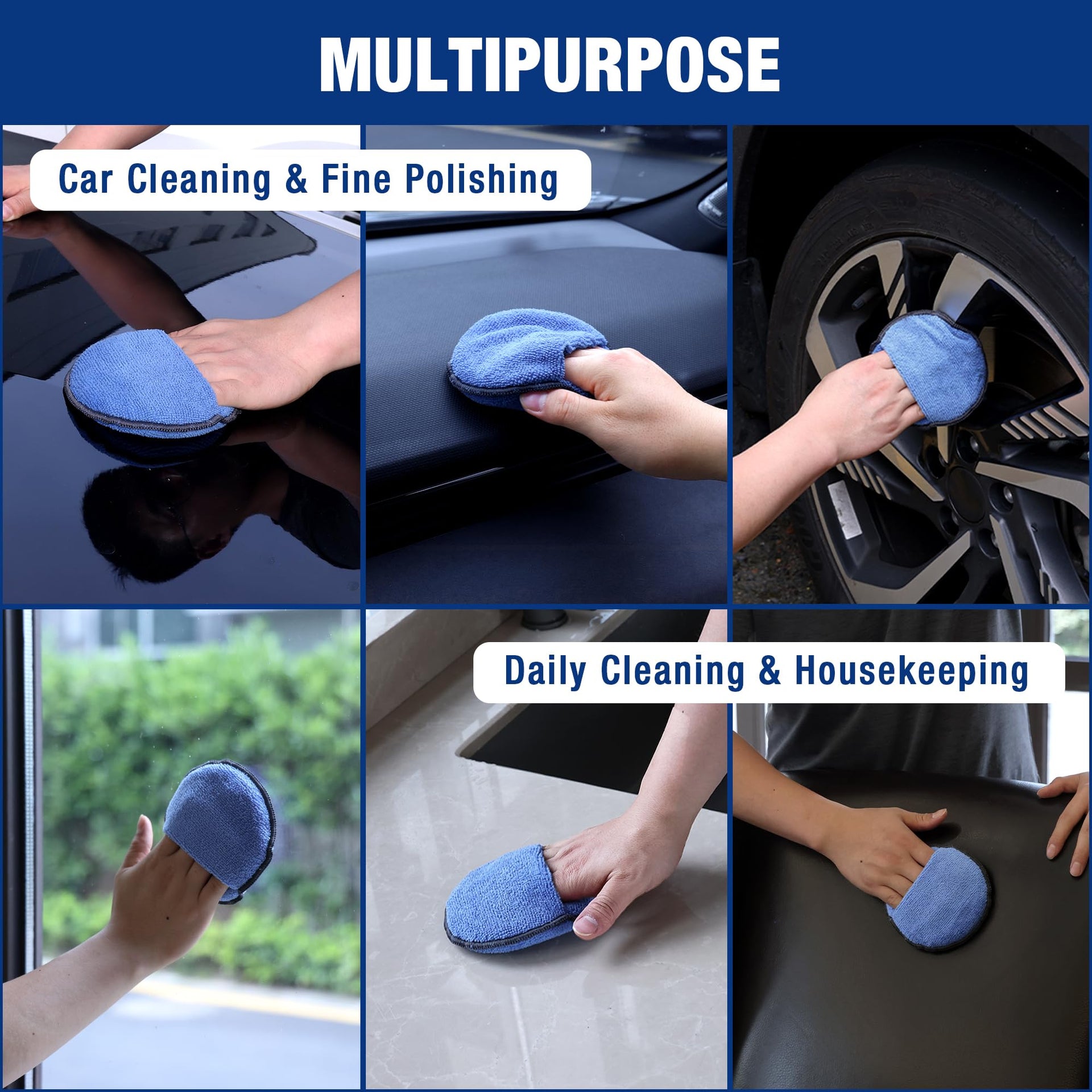 18 Pack Car Microfiber Wax Applicator Pads with Finger Pocket (18 Count)