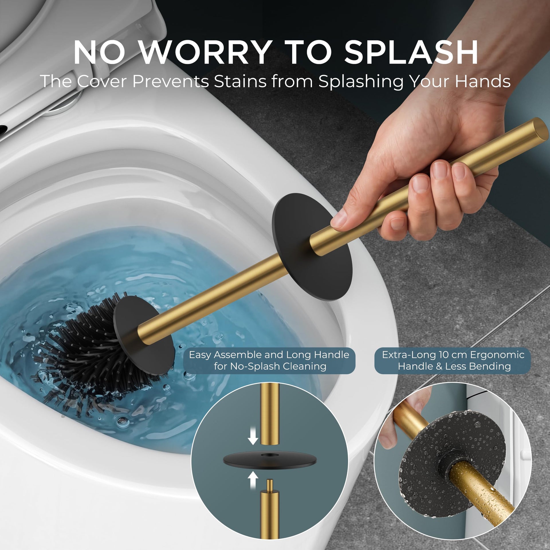 Stainless Steel Toilet Bowl Brush Scrubber and Holder Set Medium