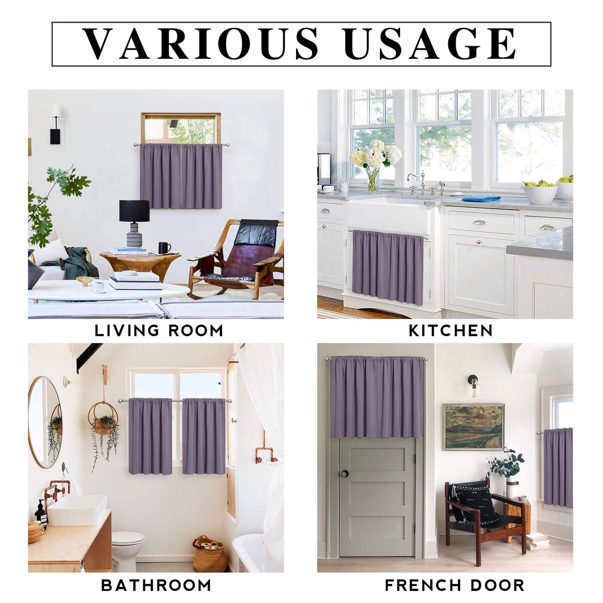 Small Window Curtains 45 inches Length for Kitchen Cafe Bathroom