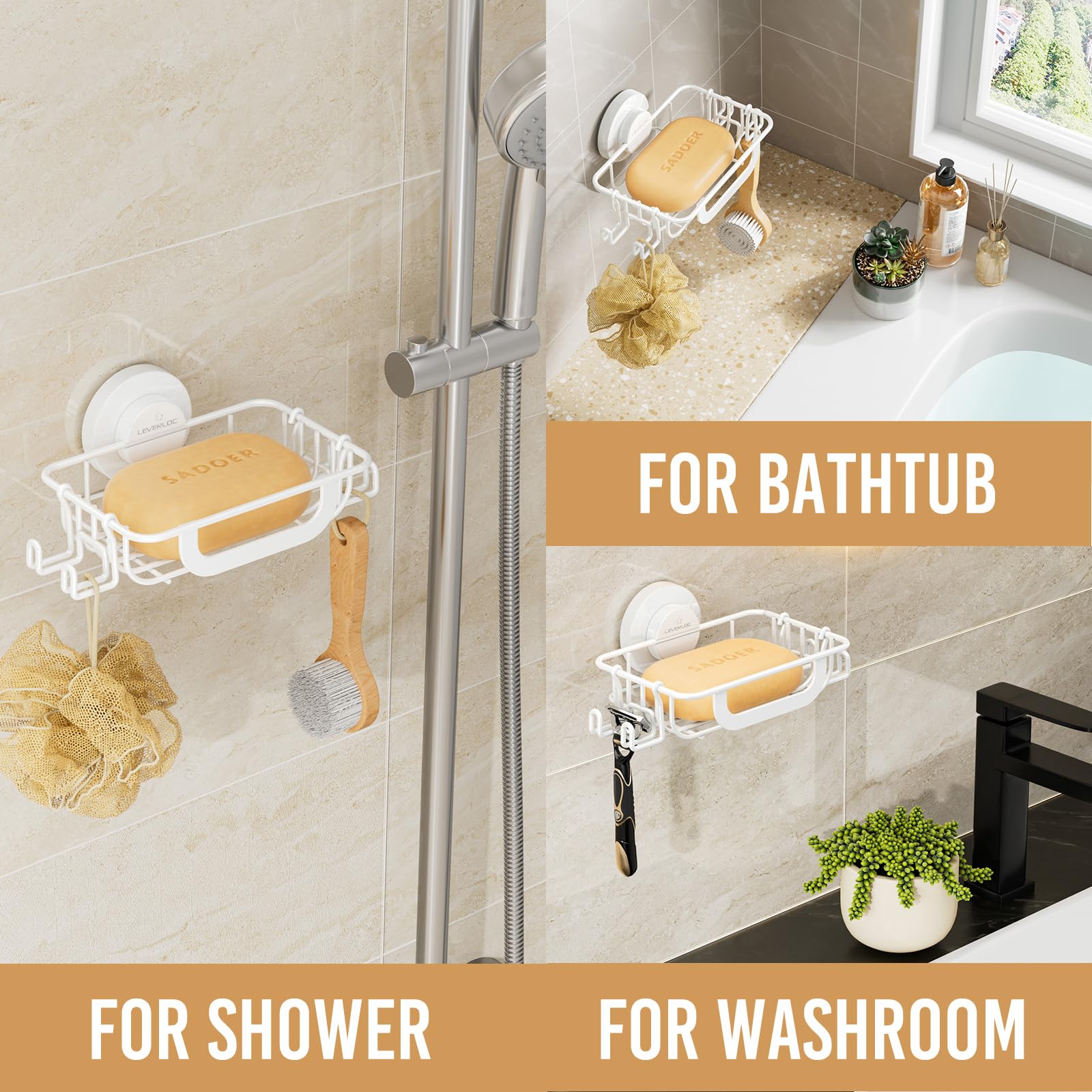 Bar Soap Holder with Hooks