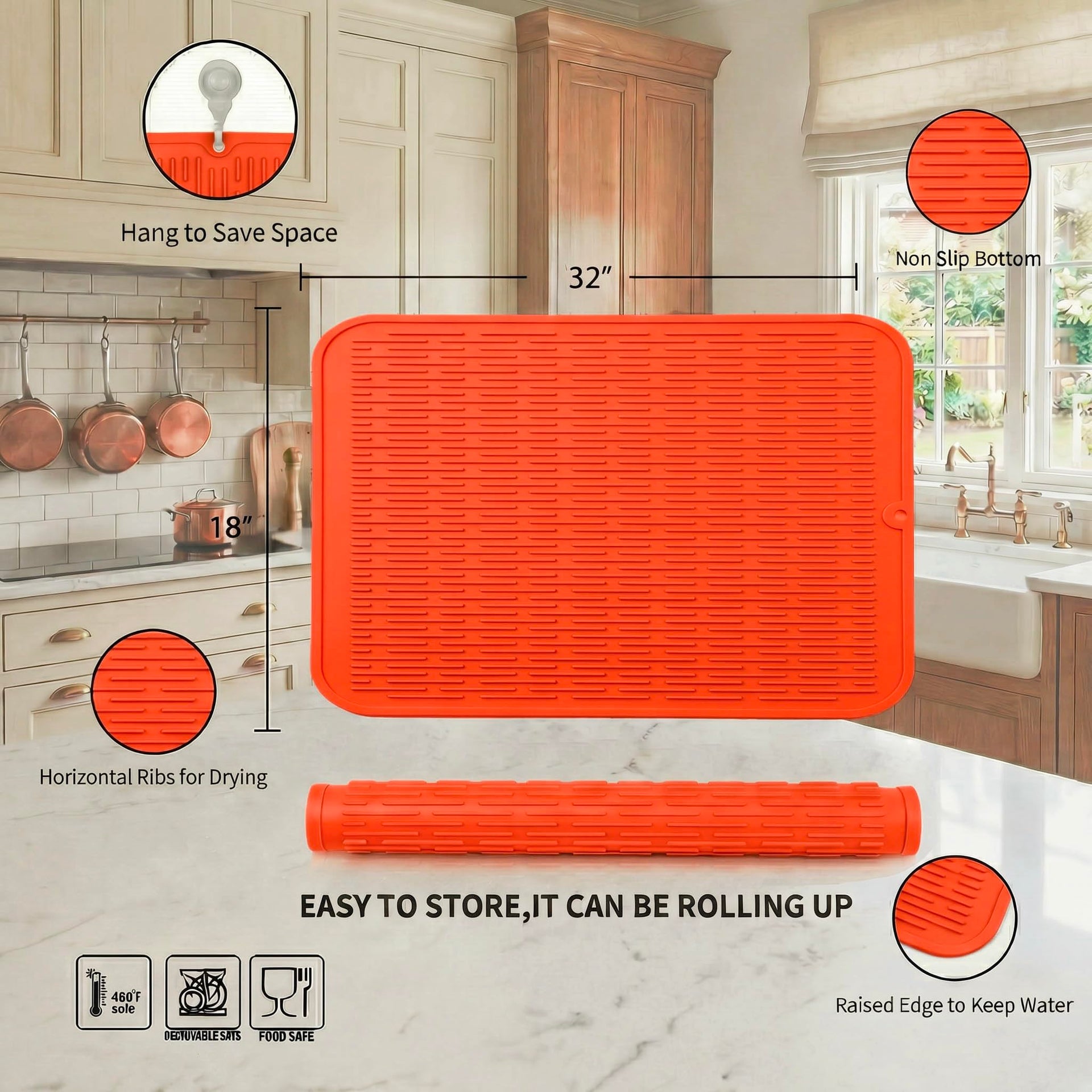 Silicone Dish Drying Mat for Multiple Usage