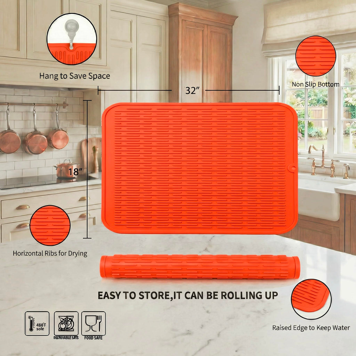 Silicone Dish Drying Mat for Multiple Usage