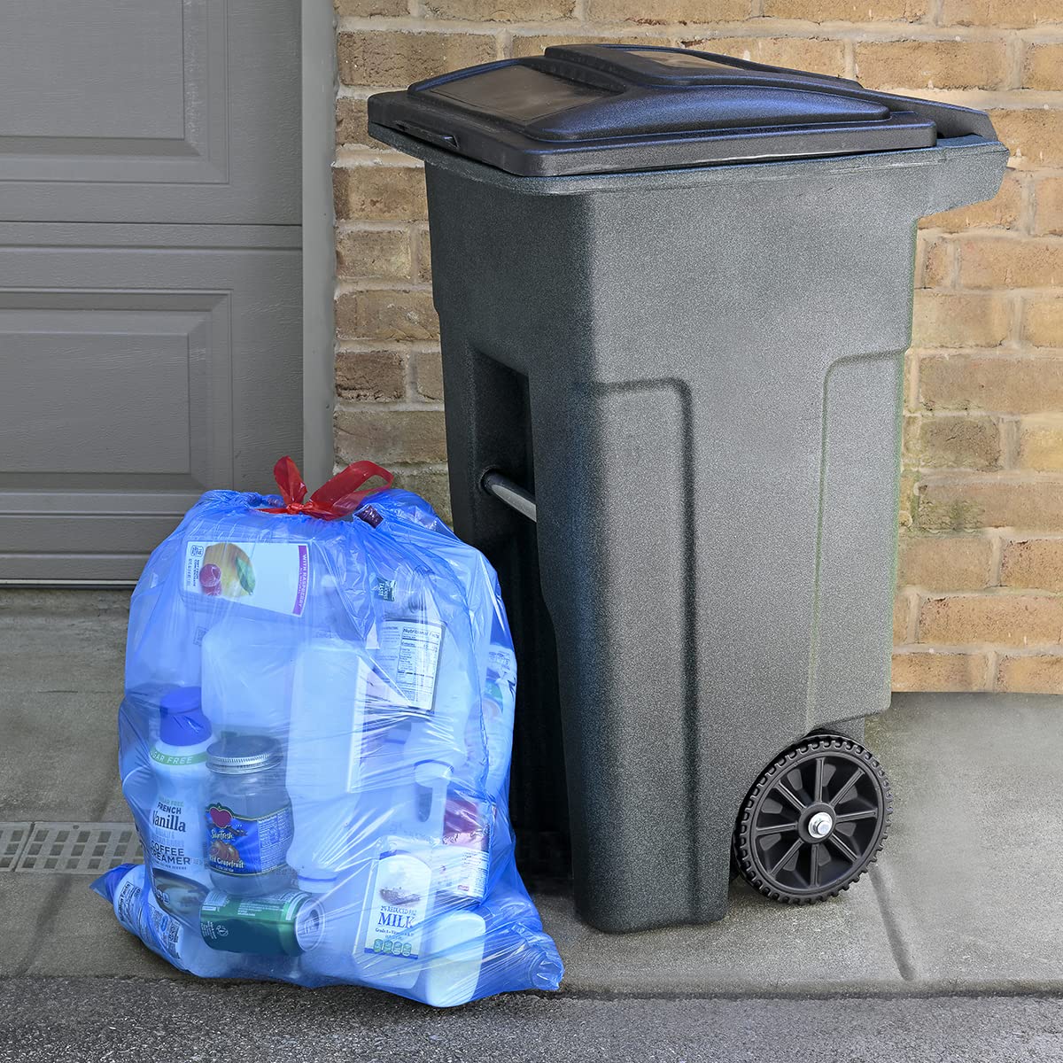 Blue Recycling Drawstring Trash Bags (60 Count)