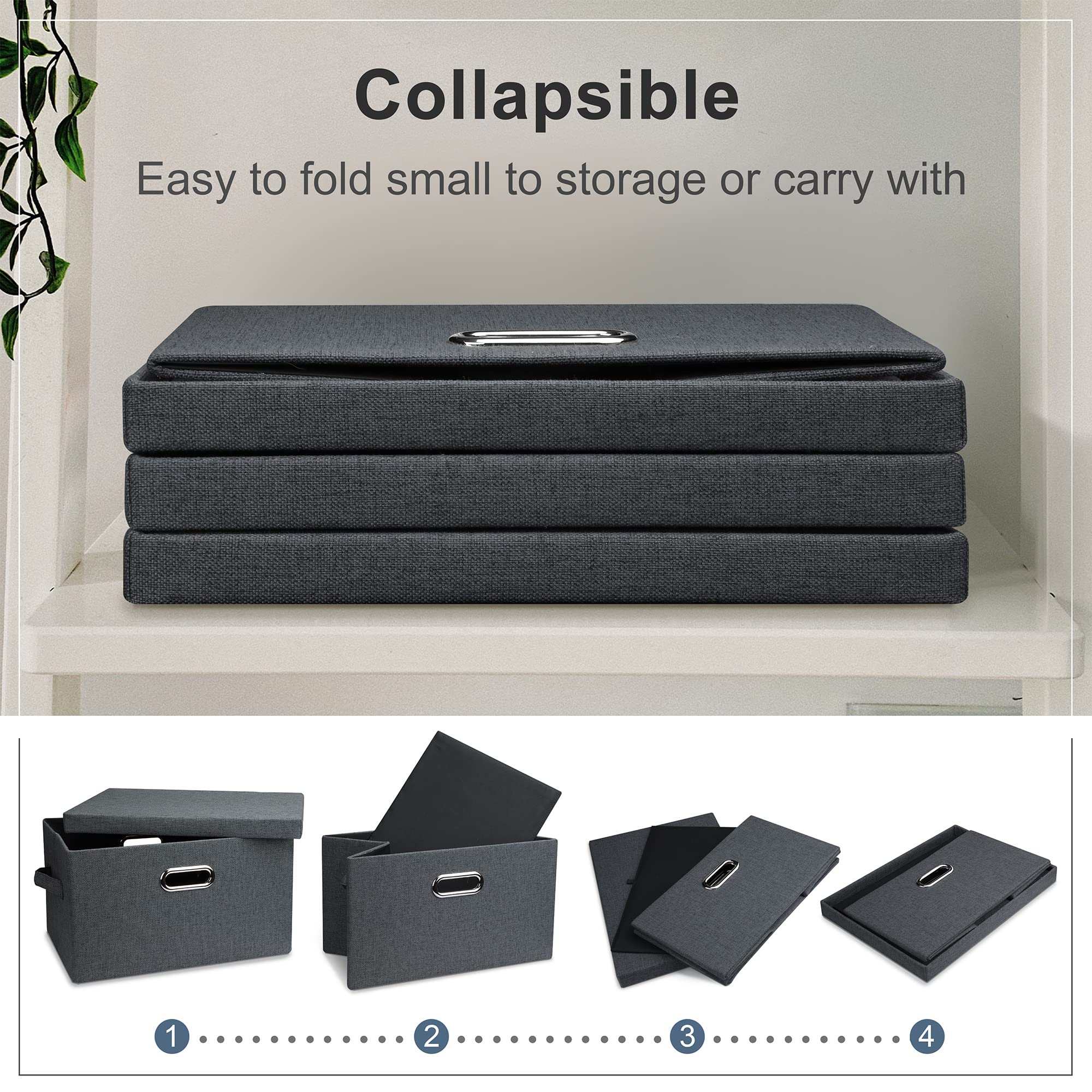 Medium 15" 21 Quart Collapsible Stackable Storage Bins with Lids (5 Count)