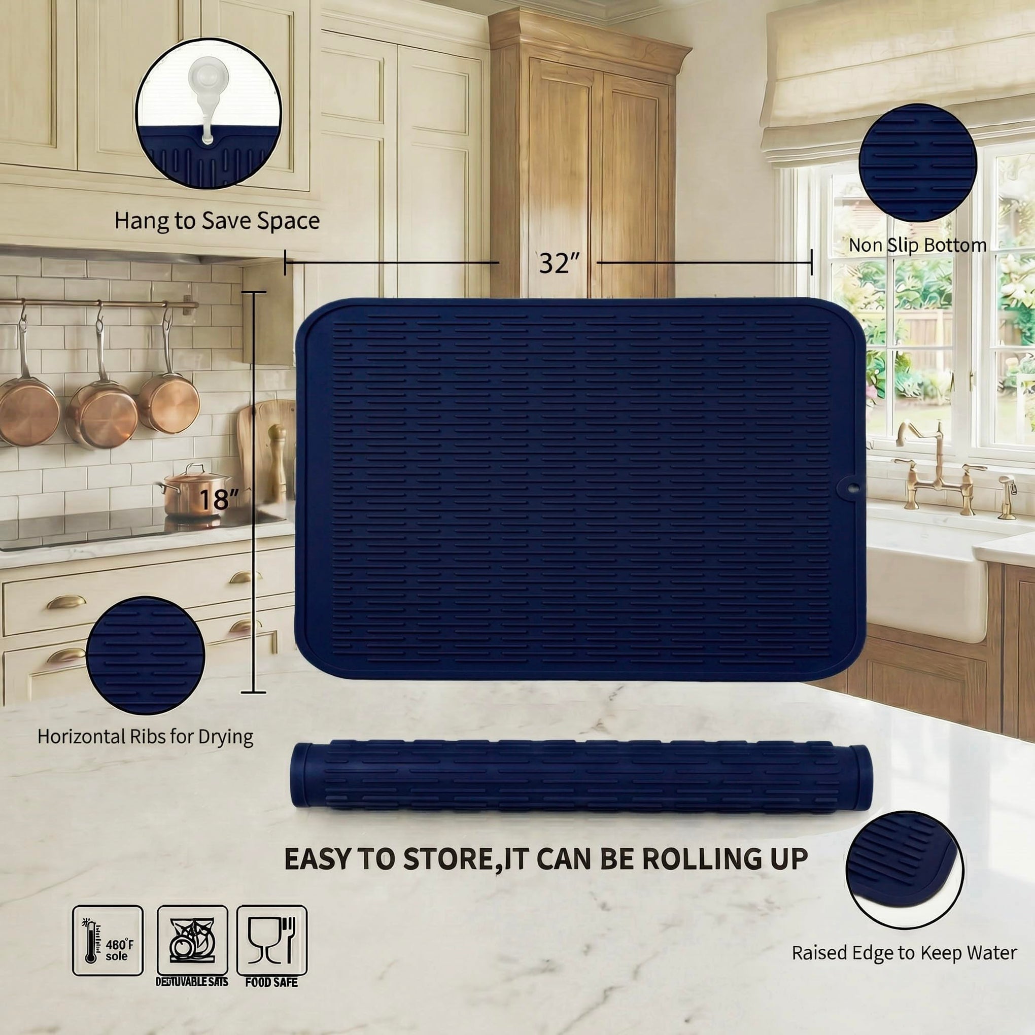 Silicone Dish Drying Mat for Multiple Usage