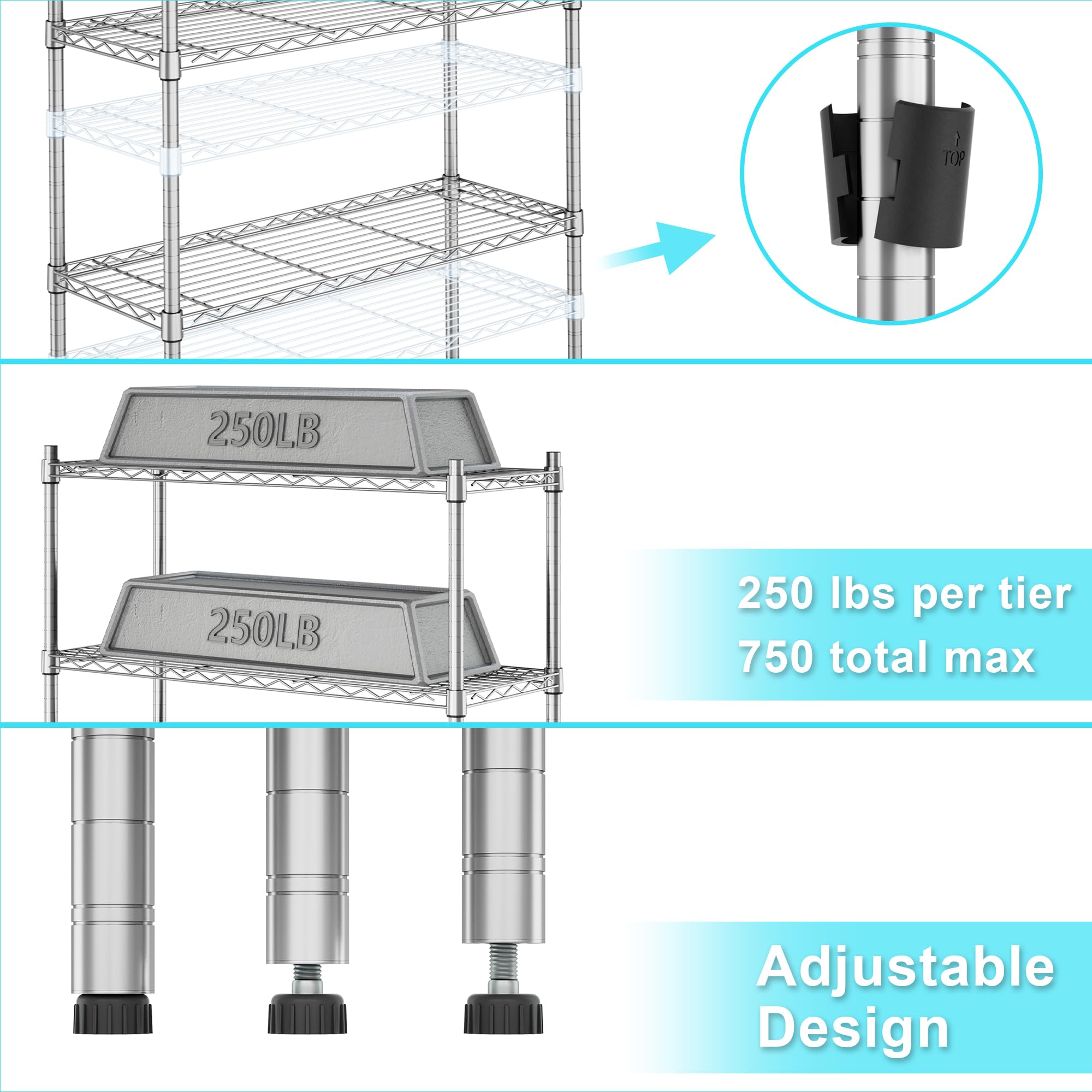 3 Tier Heavy Duty Wire Shelving