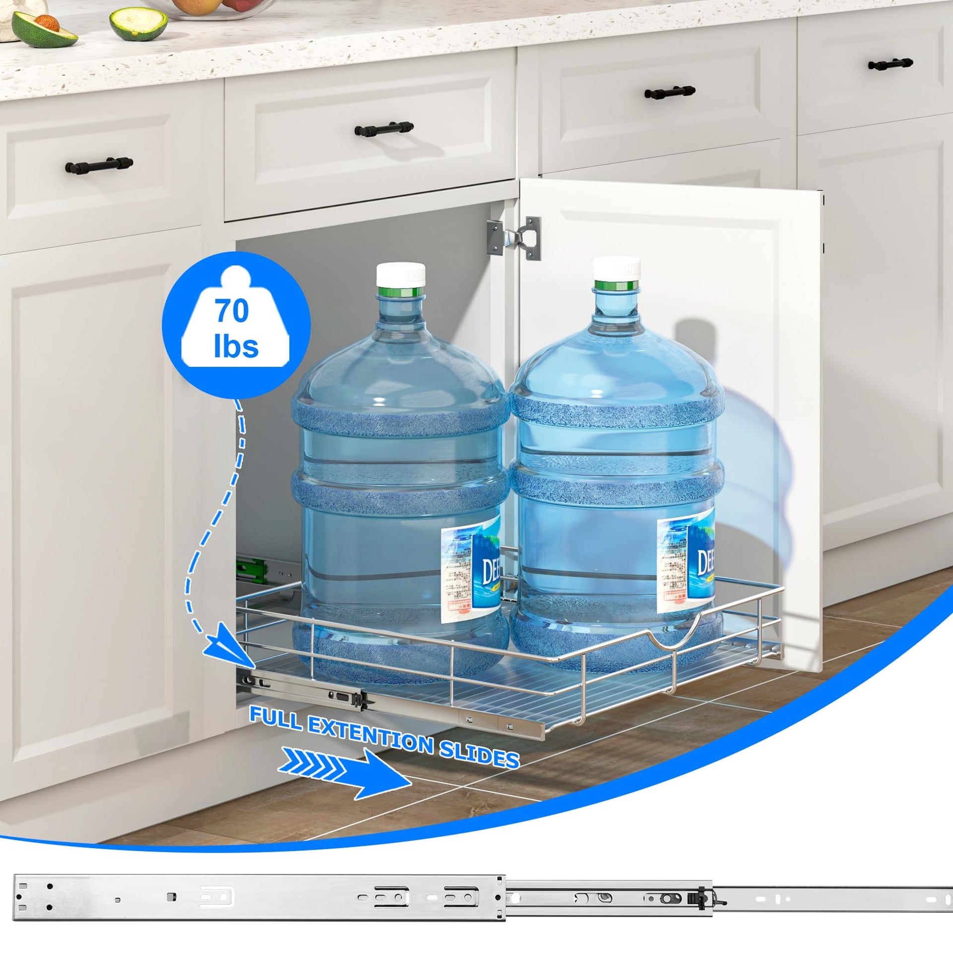 Soft Close Slide Out Cabinet Shelf
