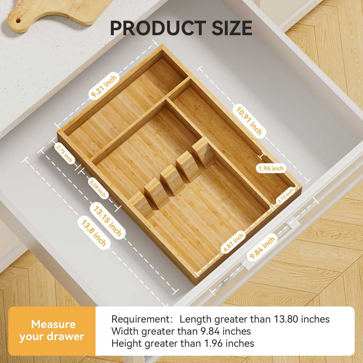 Bamboo Silverware Organizer