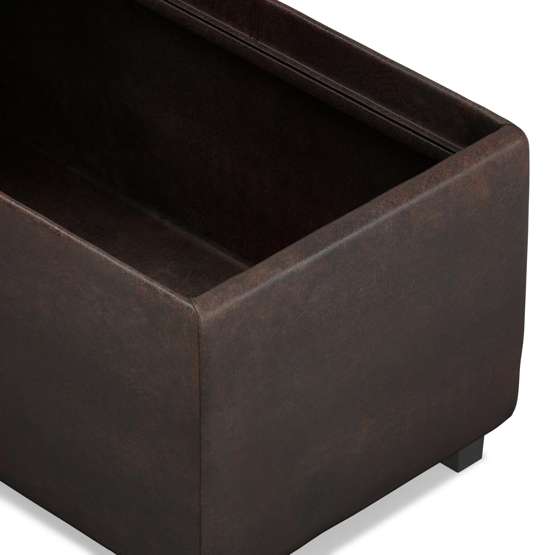 Avalon 42" Wide Vegan Leather Storage Ottoman in Brown