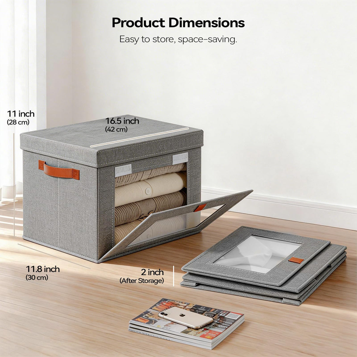 Collapsible Stackable Storage Bins with Lids