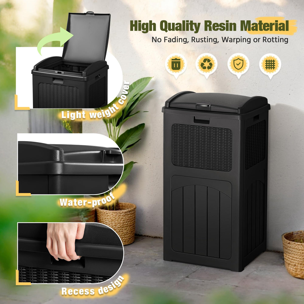 33 Gallon Outdoor Trash Can with Dual Lid (2 Count)