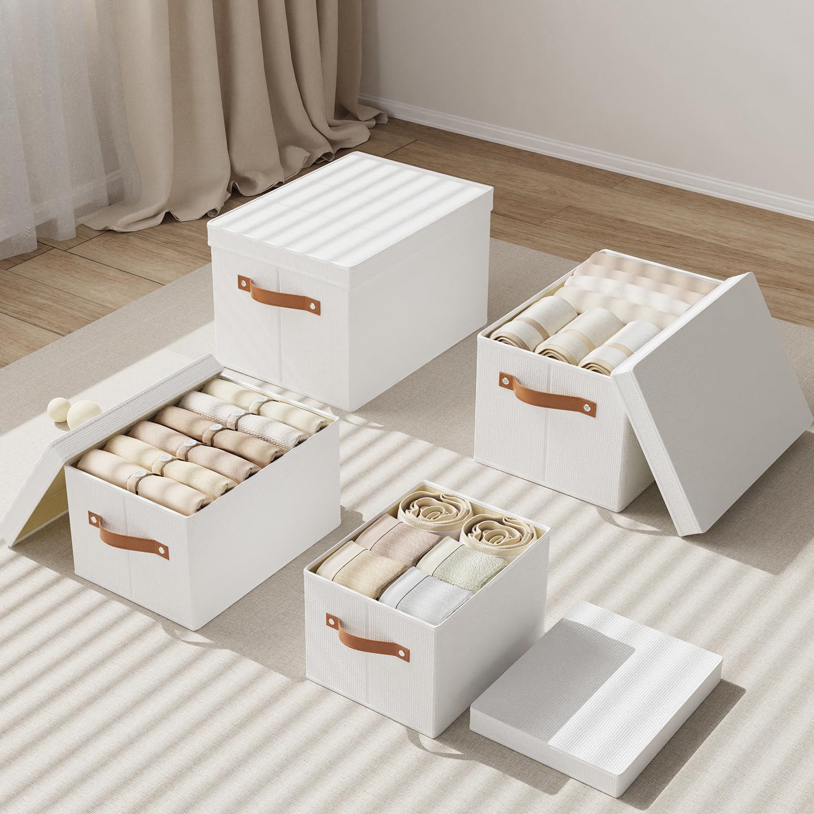 White Foldable Storage Bins